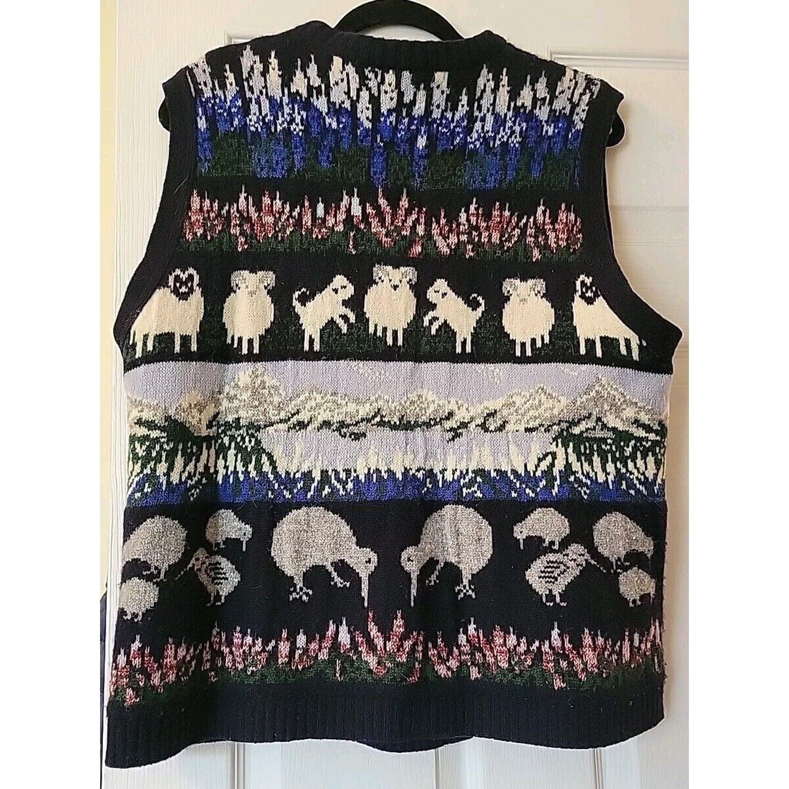 Other 80s Alpine PURE WOOL Knit Ski Vest Sweater New Zealand XL Size XL / US 12-14 / IT 48-50 - 6 Thumbnail