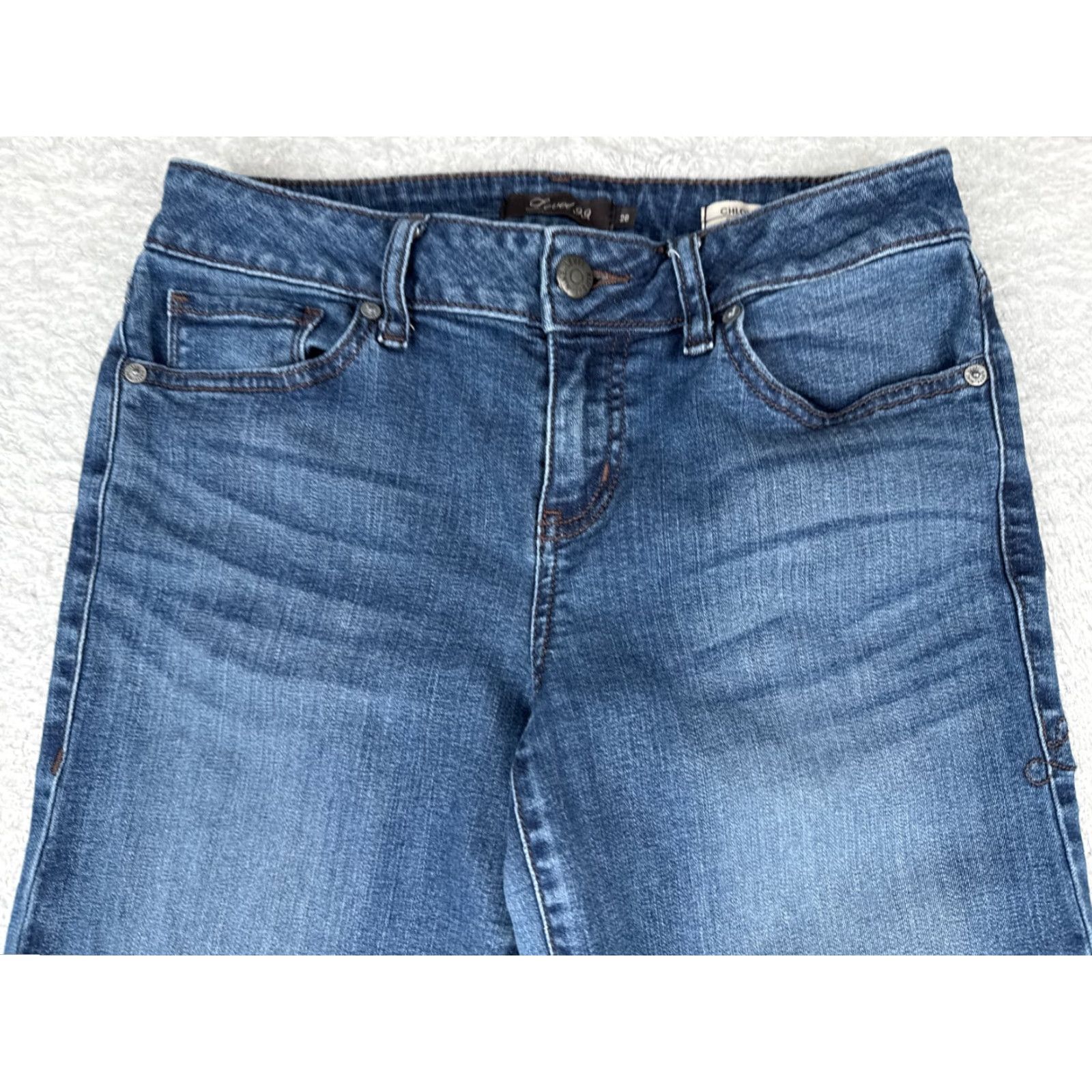 Anthropologie VINTAGE Level 99 Jeans Womens 28 Blue Denim Bootcut Mid 28x33 Jeans Boots Cut Size 28" / US 6 / IT 42 - 4 Thumbnail