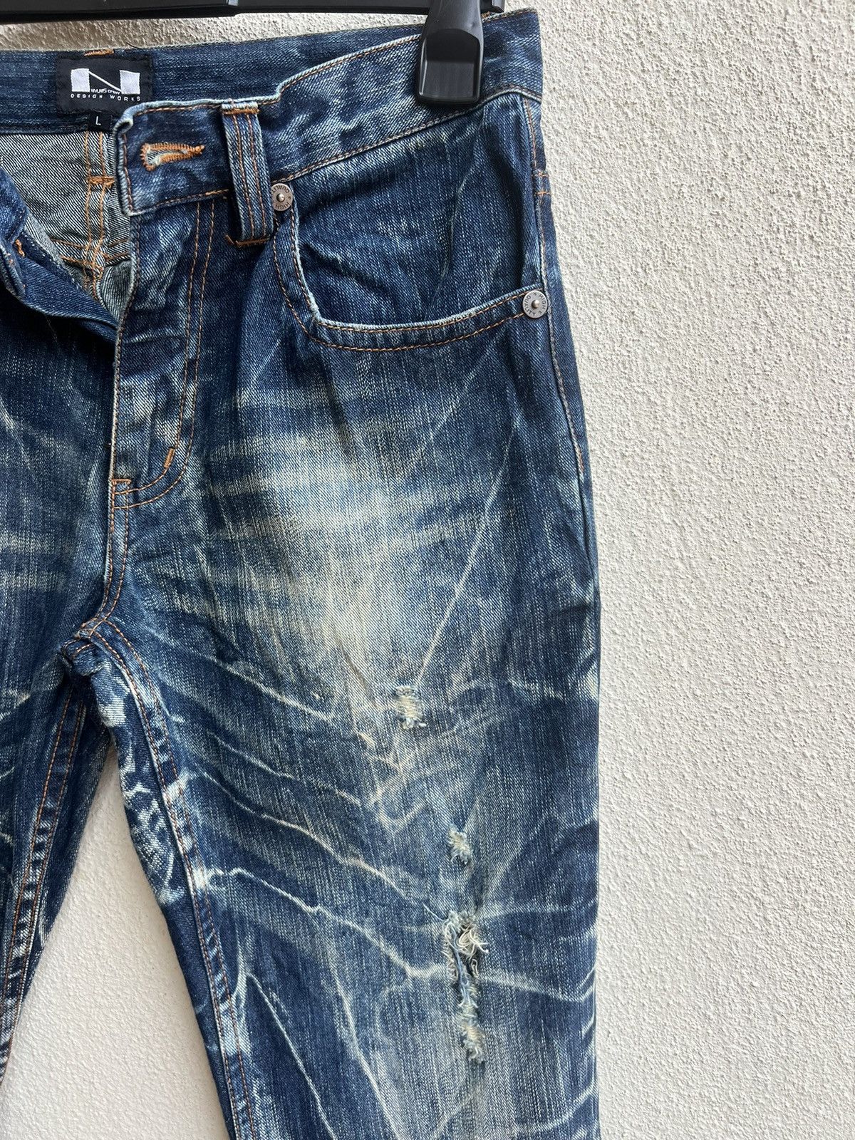 Vintage Nylus Japan Rips Discharge Denim Bootcut Jeans Flare Size US 30 / EU 46 - 11 Thumbnail