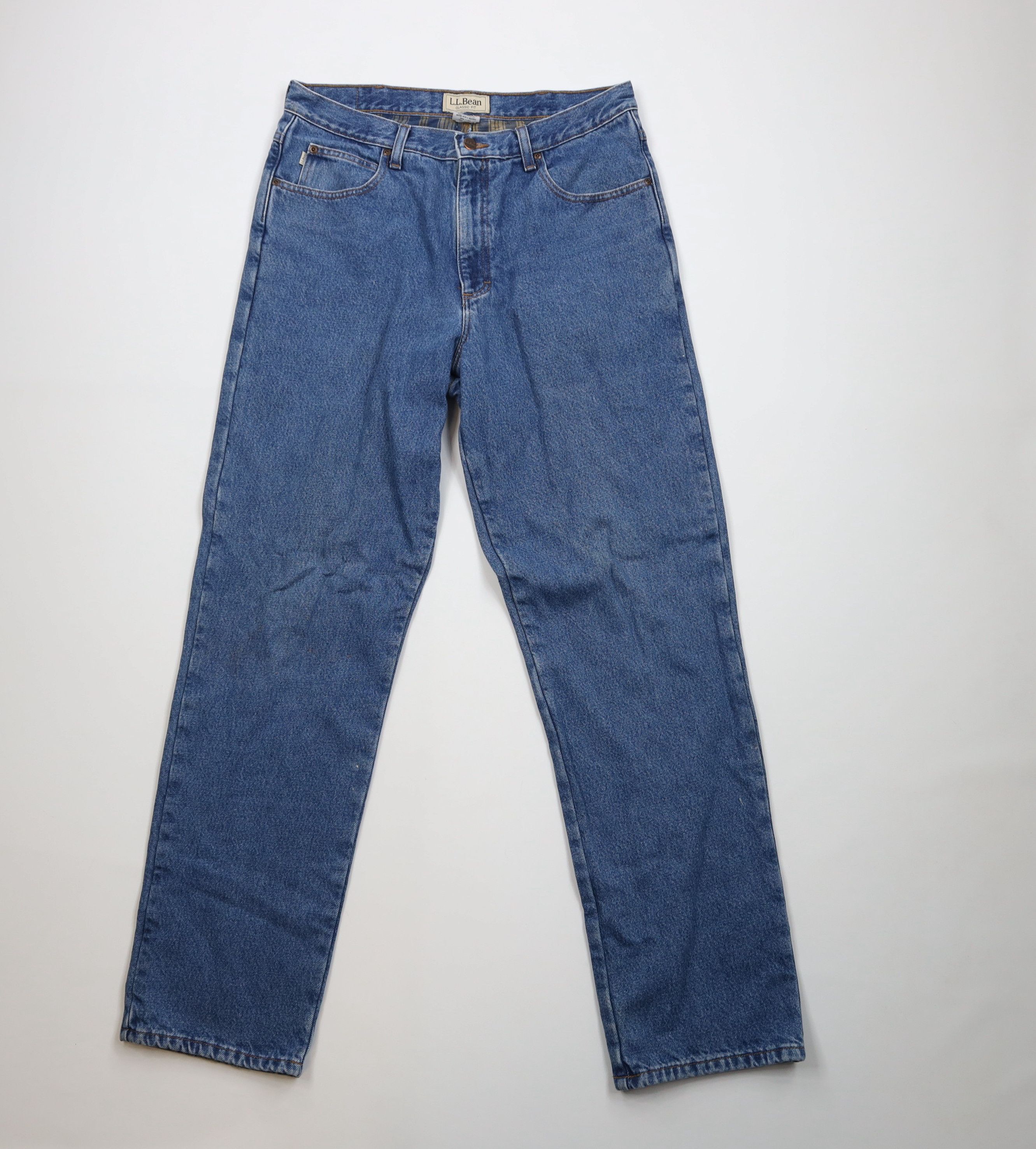 L.L. Bean Vintage 90s Y2K LL Bean Fit Flannel Lined Denim Jeans Blue Size US 34 / EU 50 - 2 Thumbnail