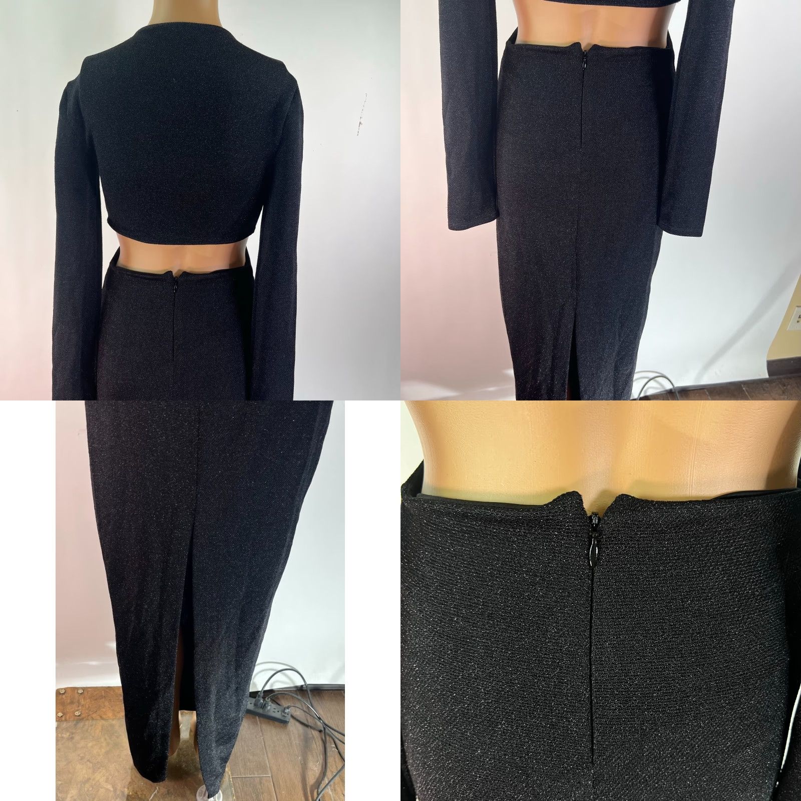 Express VINTAGE Express Long Sleeve Cut Out Dress Womens 2 Black Size XS / US 0-2 / IT 36-38 - 8 Thumbnail