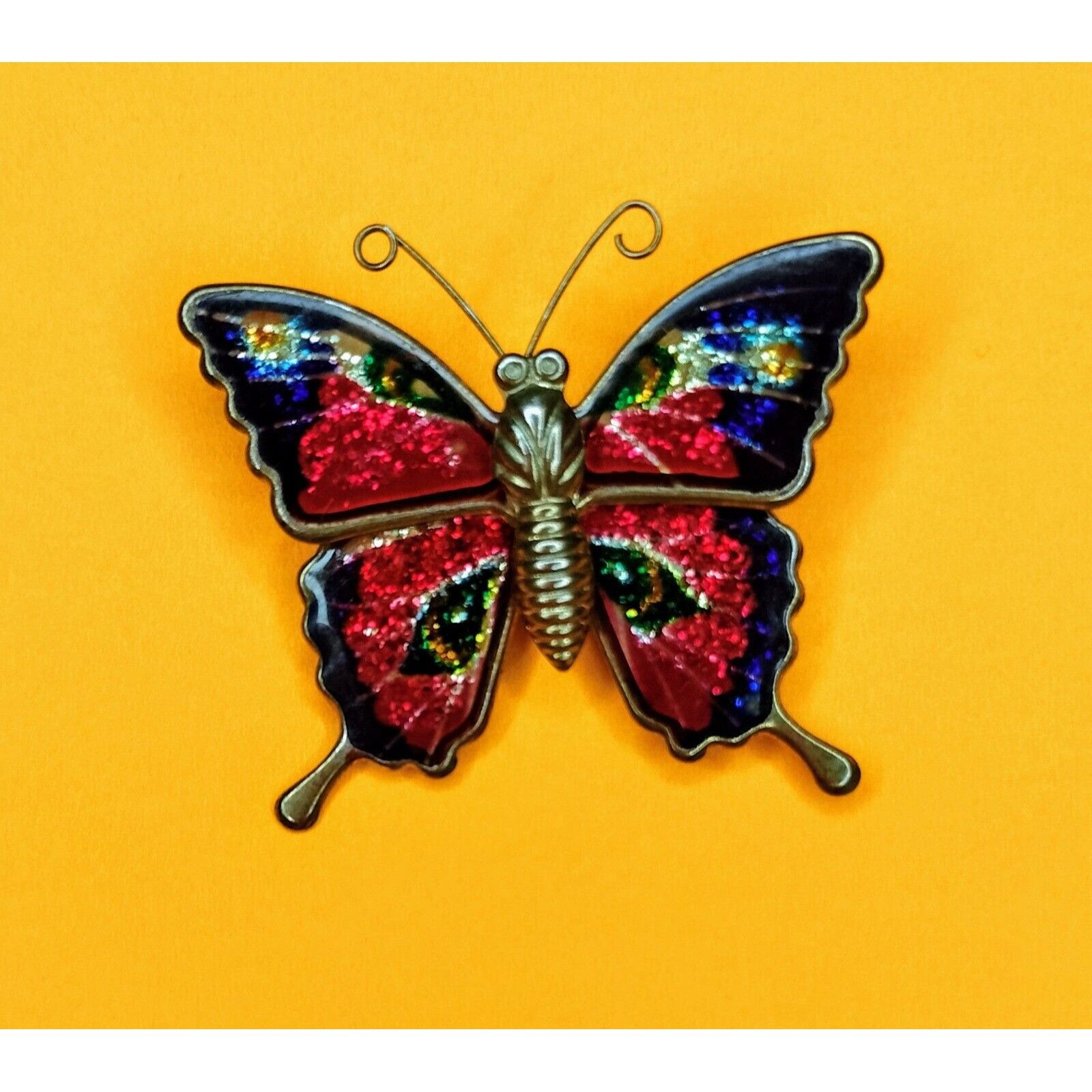 Other Colorful Enameled Butterfly Pin Gold Tone Jewelry Brooch Gli Size ONE SIZE - 2 Thumbnail