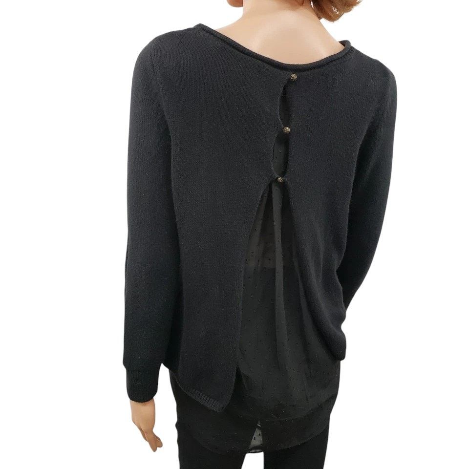 Lucky Brand Lucky Brand Layered Split Back Sweater Top Sheer Underlay S Size S / US 4 / IT 40 - 4 Thumbnail