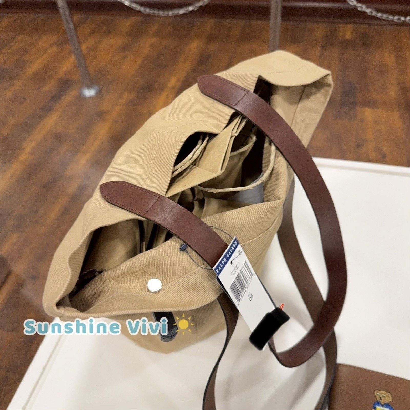 Polo Ralph Lauren NWT Polo Ralph Lauren Cotton Embroidered Bear Tote Bag Tan Size ONE SIZE - 5 Thumbnail