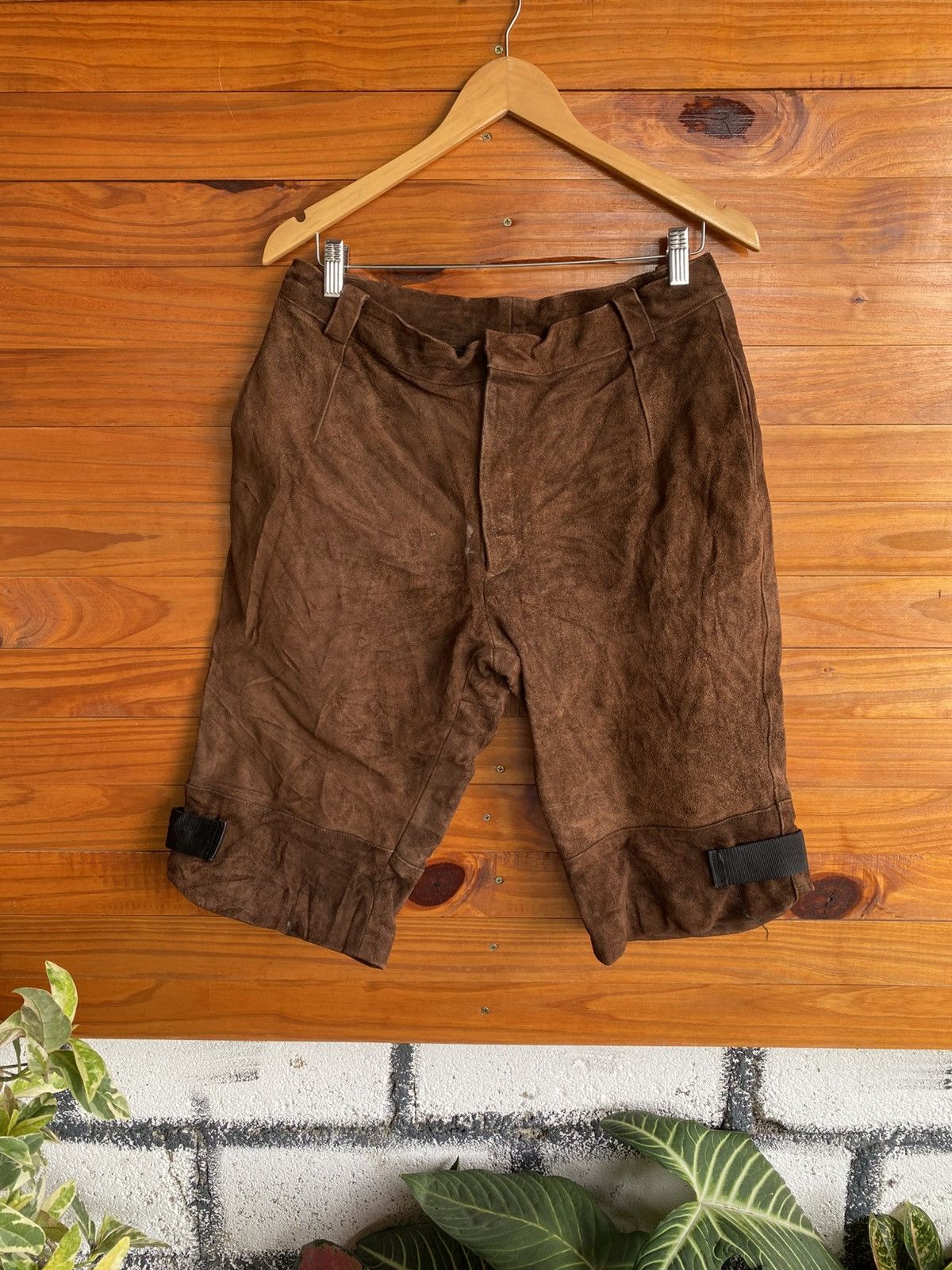 Vintage Scheme Warriors Suede Leather Biker Shorts