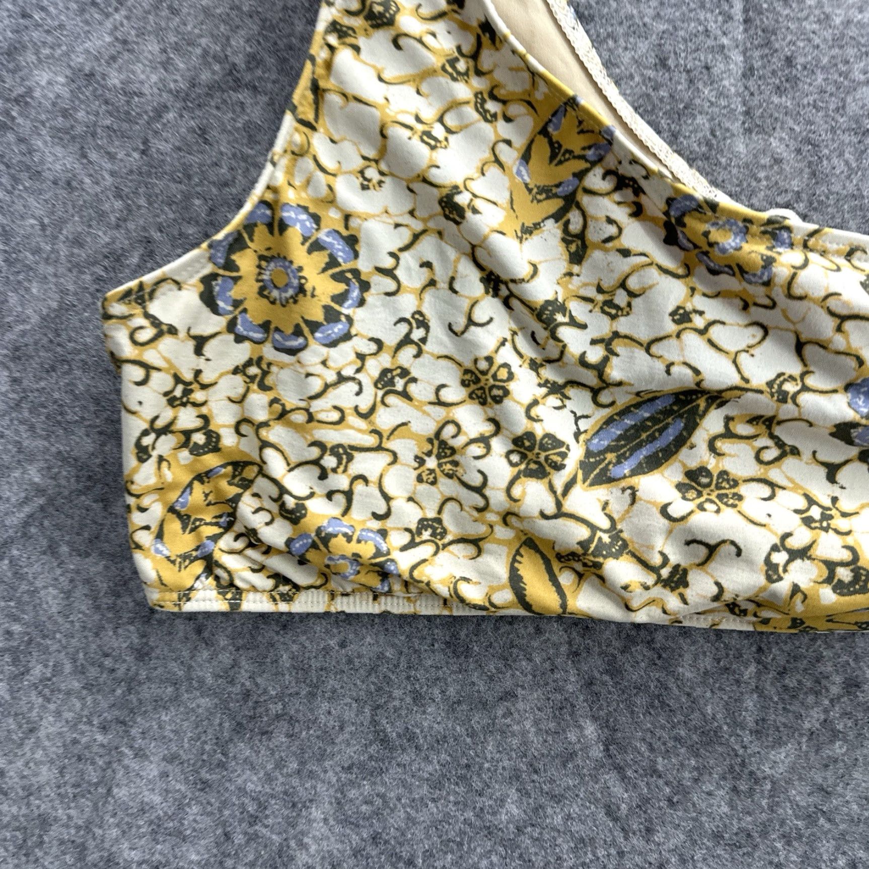 Ulla Johnson Ulla Johnson Zahara Bikini Top Womens L Yellow Citrus Print One Sleeve Boho Beach 90s Ladies (Bikini) Size L / US 10 / IT 46 - 4 Thumbnail