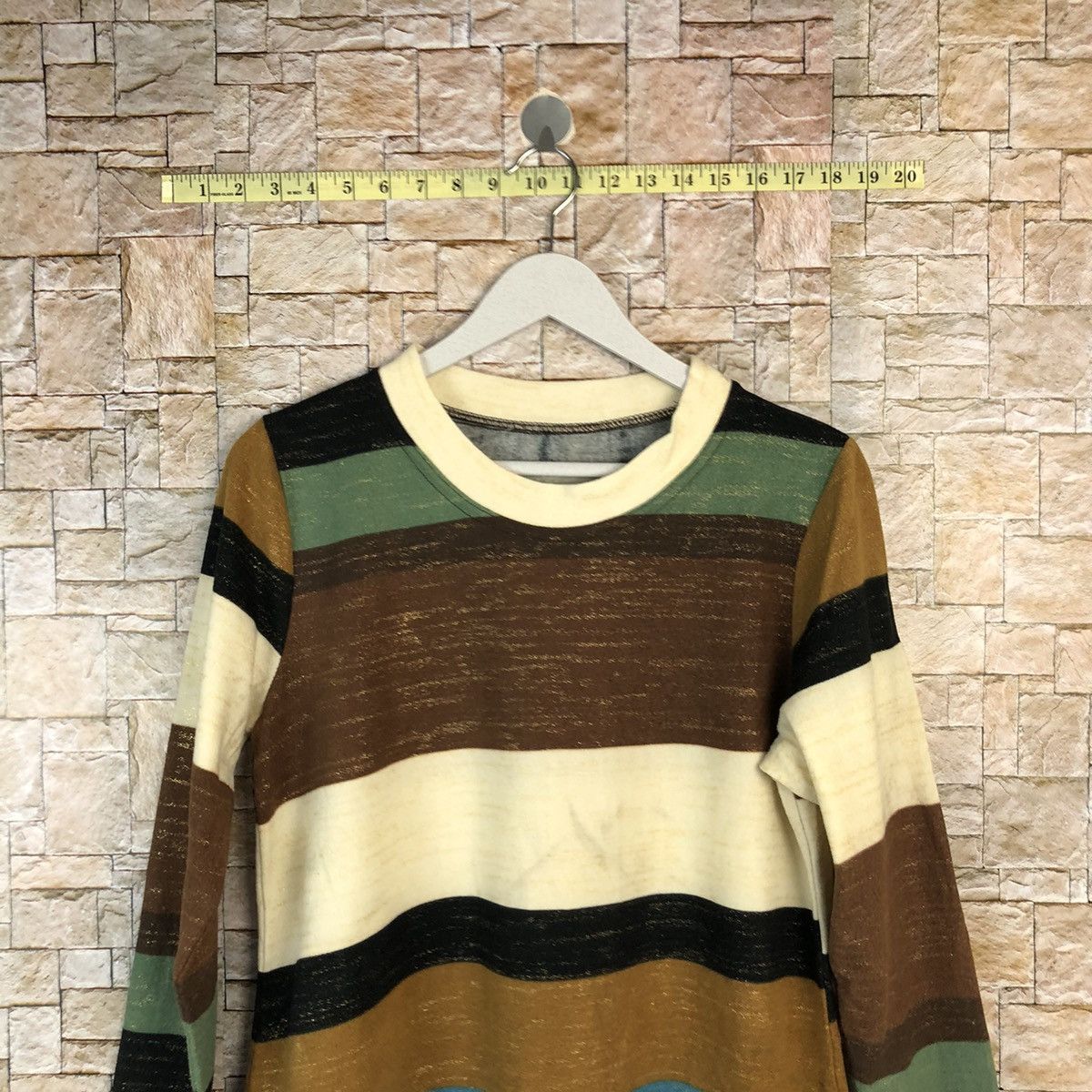 Homespun Knitwear × Japanese Brand × OVER THE STRiPES Japanese Brand vintage Stripe Knitwear #A1101 Size M / US 6-8 / IT 42-44 - 2 Thumbnail