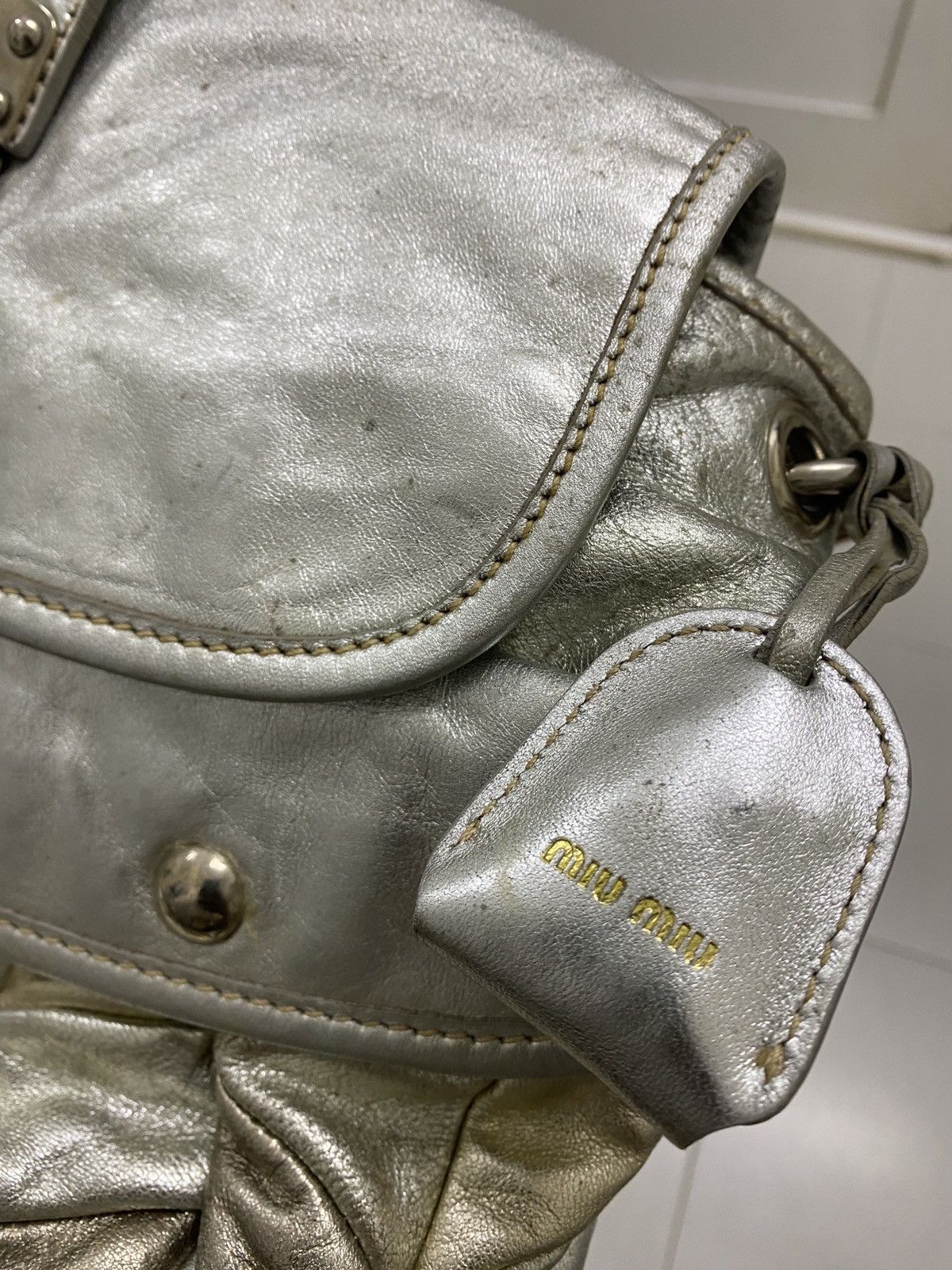 Designer × Miu Miu Miu Miu Coffer Patchwork Metallic Silver & Gold leather Size ONE SIZE - 13 Thumbnail