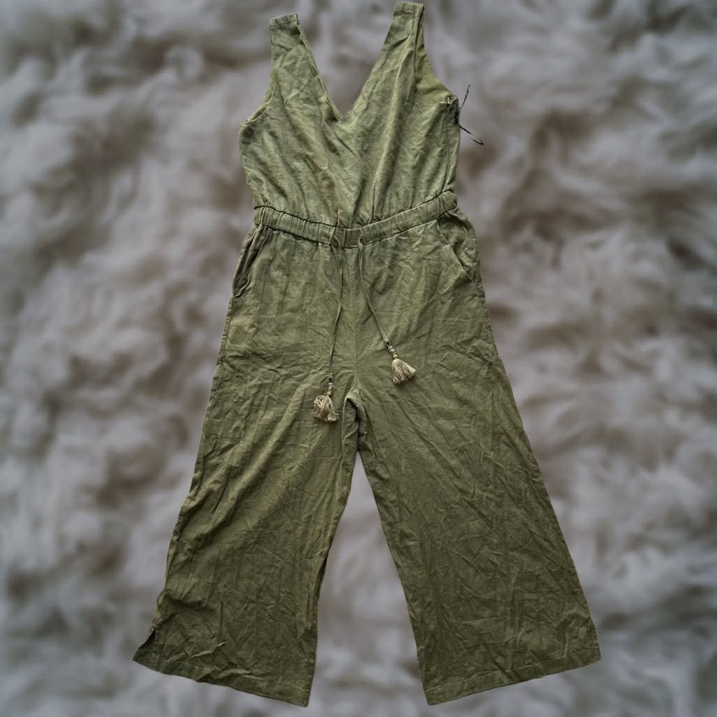 Vintage For Cynthia Romper Womens Large NWT Green Linen Blend Sleeveless Jumper Size L / US 10 / IT 46 - 1 Thumbnail