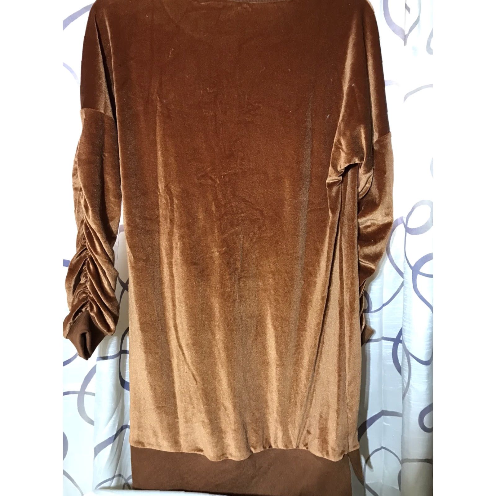 Vintage Auxo Collection Women's Knee Length Long Sleeve Shirt Dress Copper Size L Modern Fall Winter Stretch Ruched Sleeves Size S / US 4 / IT 40 - 2 Thumbnail