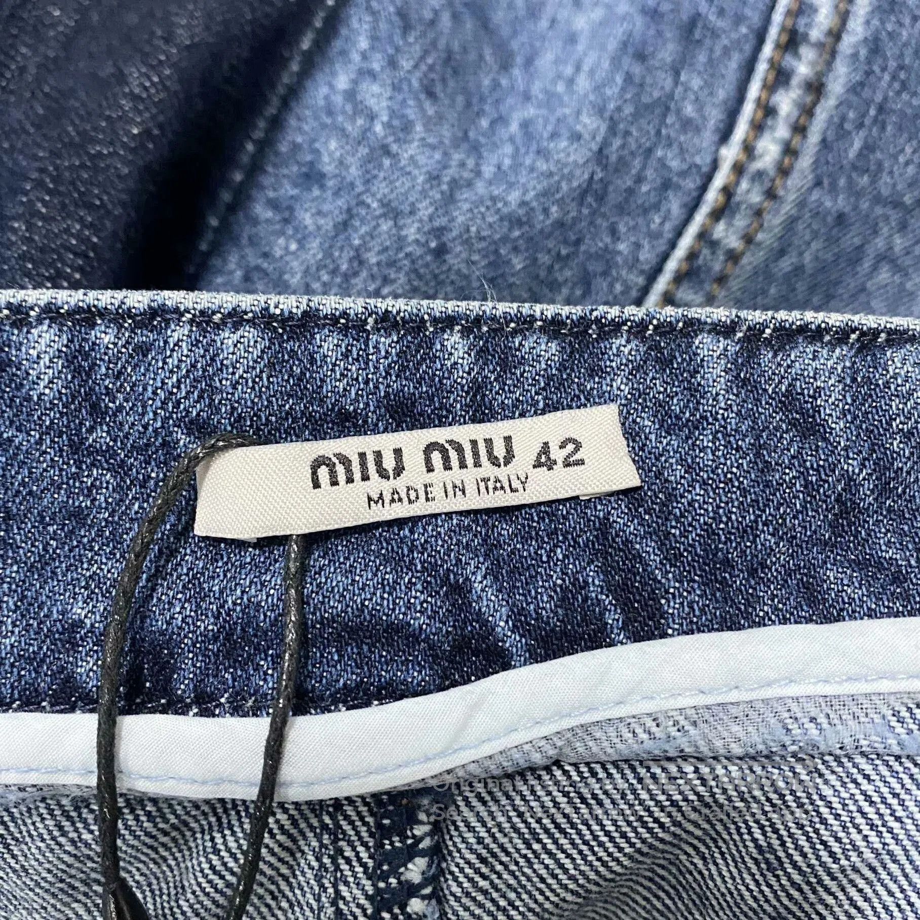 Miu Miu White Trim Denim Mini Skirt MIU MIU. Size 41" - 6 Thumbnail