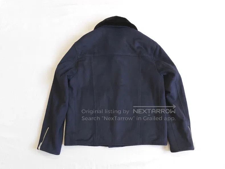 Hermes Hermes Cashmere jacket fur collar, navy blue, 100% cashmer Size US L / EU 52-54 / 3 - 7 Thumbnail