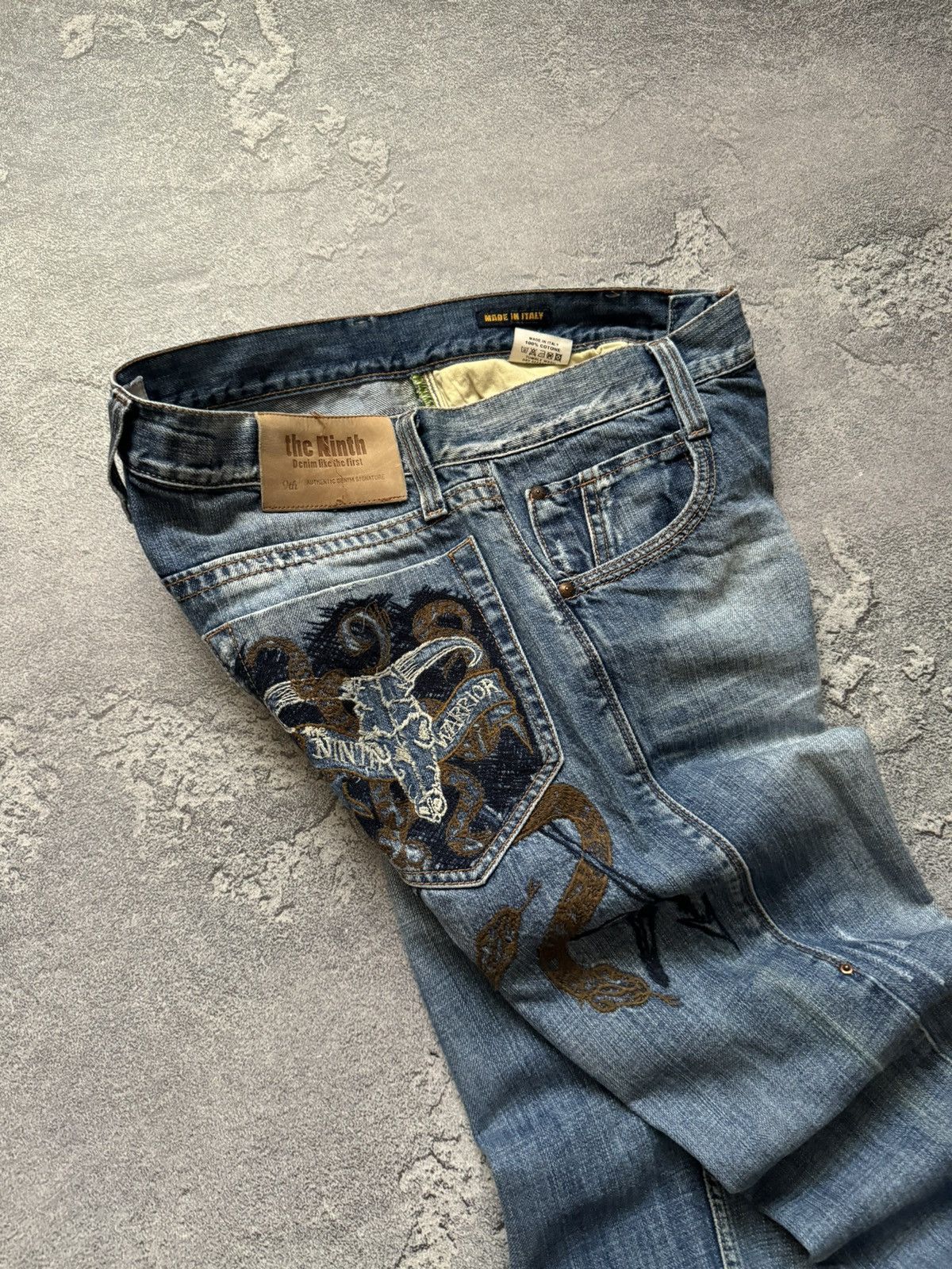 Japanese Brand The ninth 32/32 blue denim pant trouser Jean big logo scull Size US 32 / EU 48 - 18 Thumbnail
