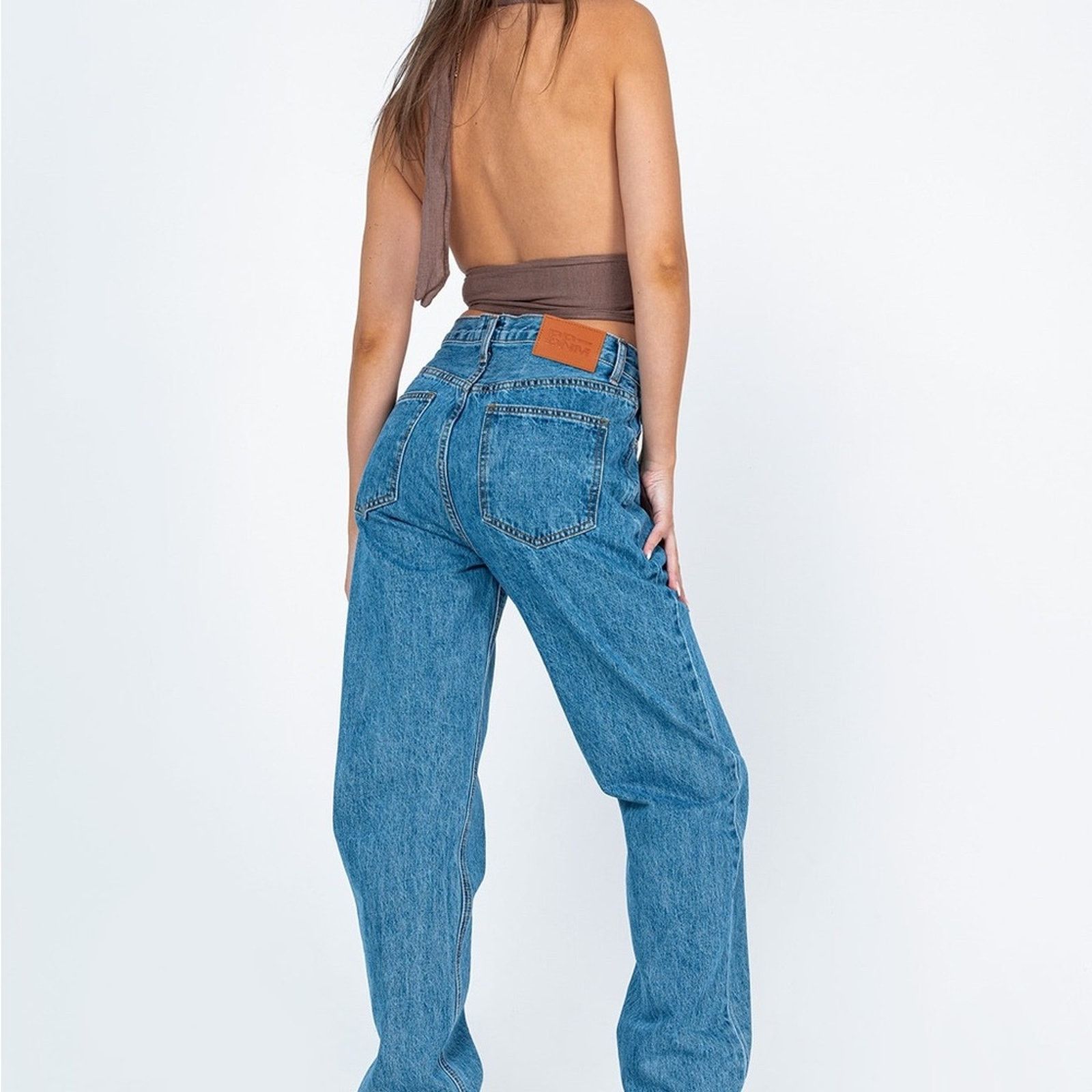 PRINCESS POLLY Princess Polly Asymmetrical Straight Leg Denim Jean Womens 2 Size 26" / US 2 / IT 38 - 3 Thumbnail