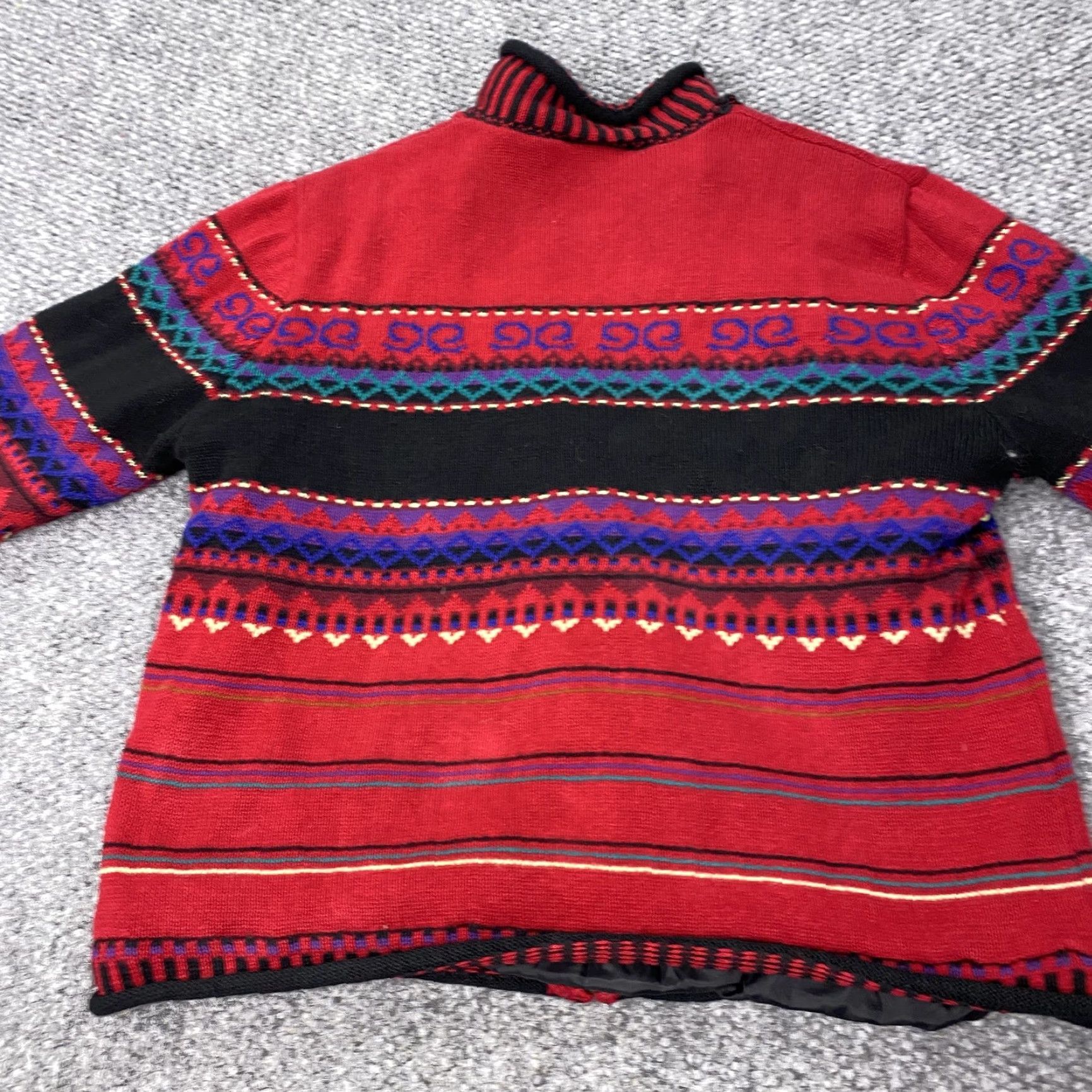 Vintage VINTAGE Koret Jacket Womens Large Red Floral Embroidered Knit Full Zip Lined Petites Bohemian Women Size L / US 10 / IT 46 - 7 Thumbnail