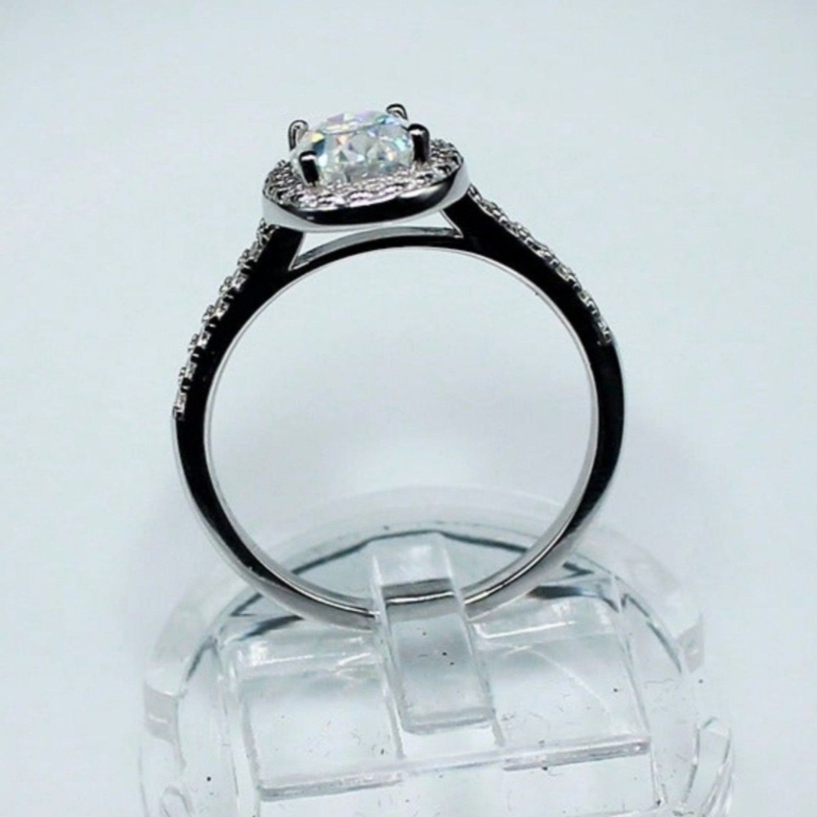 Other Oval Halo Moissanite 1.5 CT Wedding Set Ring Silver 9 NWT Size ONE SIZE - 9 Thumbnail