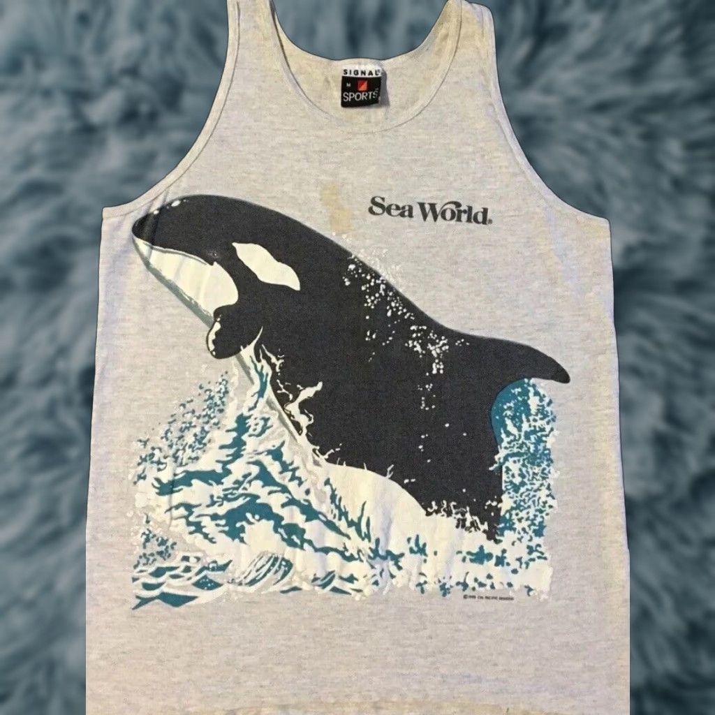 Vintage VINTAGE Sea World Shamu Faded Tank Top Gray S Shirt Men Small Grunge 90s Animals Beach Surf USA Size US S / EU 44-46 / 1 - 1 Thumbnail