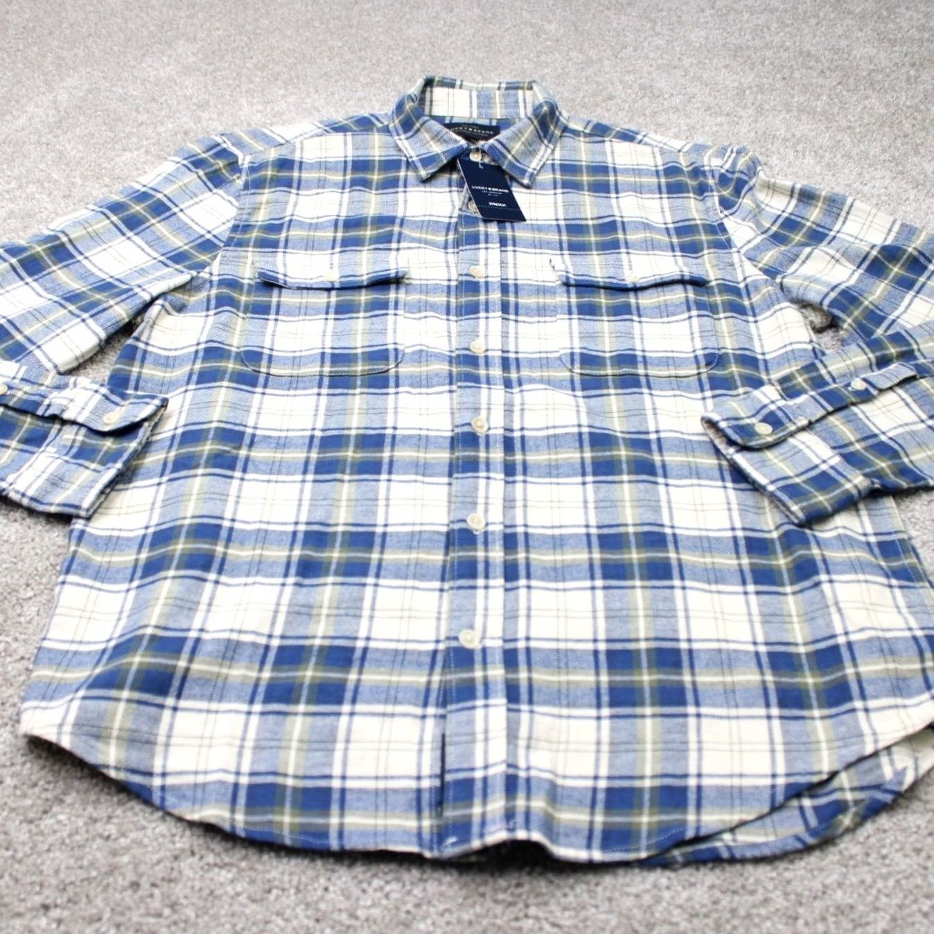 Lucky Brand Lucky Brand Button-Up Shirt Mens Medium Blue Plaid Cotton Long Sleeve NWT Size US M / EU 48-50 / 2 - 3 Thumbnail