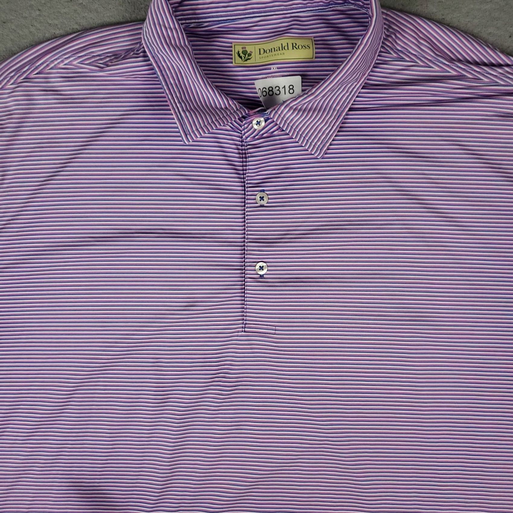 Vintage Donald Ross Polo Shirt Mens 2XL Blue Striped Golf Short Sleeve Size US XXL / EU 58 / 5 - 2 Thumbnail