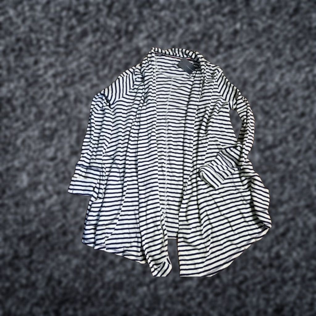Tommy Hilfiger Tommy Hilfiger Cardigan Adult M Blue White Striped Open Front Womens Size M / US 6-8 / IT 42-44 - 1 Thumbnail