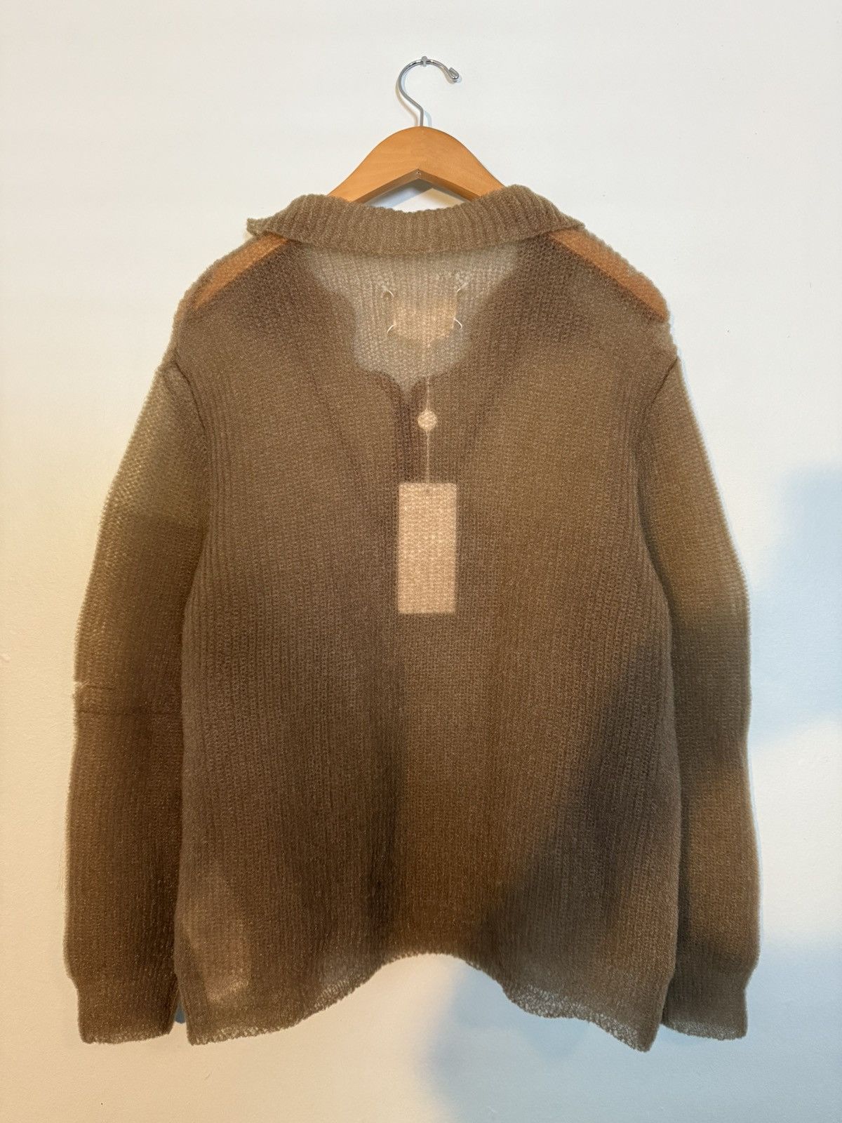 Maison Margiela Maison Margiela Beige Sheer Translucent Quarter-Zip Sweater Size M / US 6-8 / IT 42-44 - 4 Thumbnail