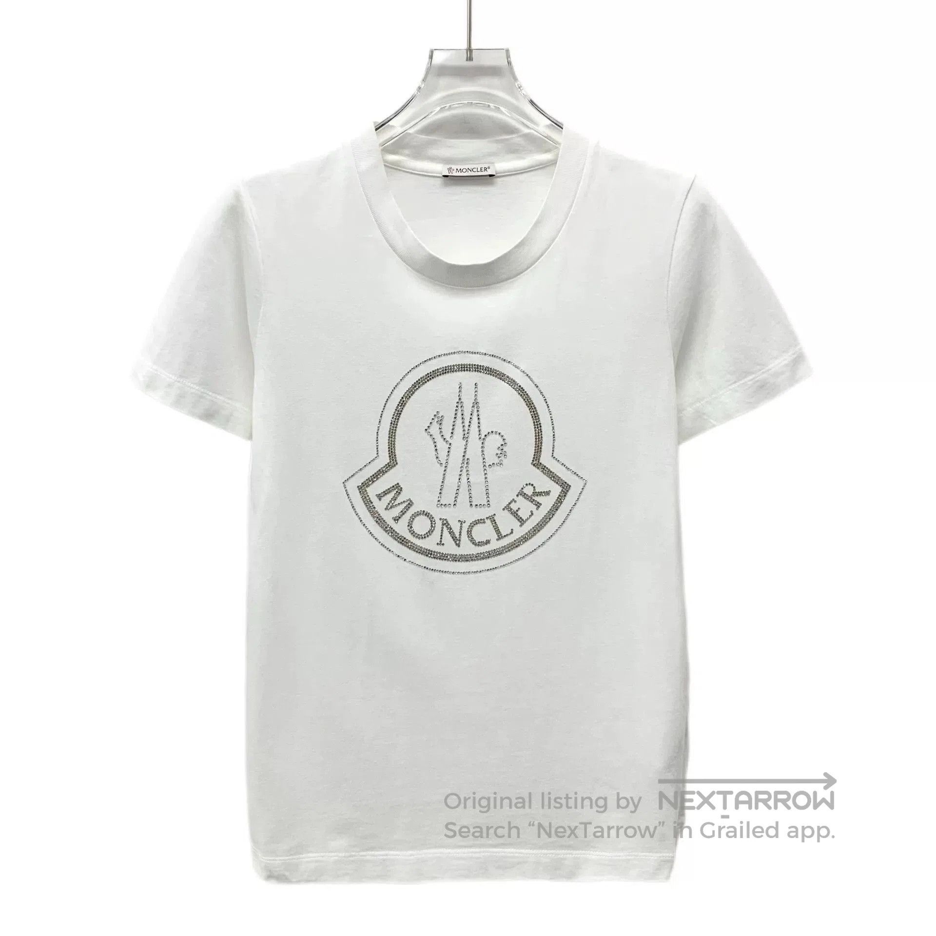 Moncler Moncler Maglia White Logo Diamante Cotton T-shirt. Size S / US 4 / IT 40 - 1 Thumbnail