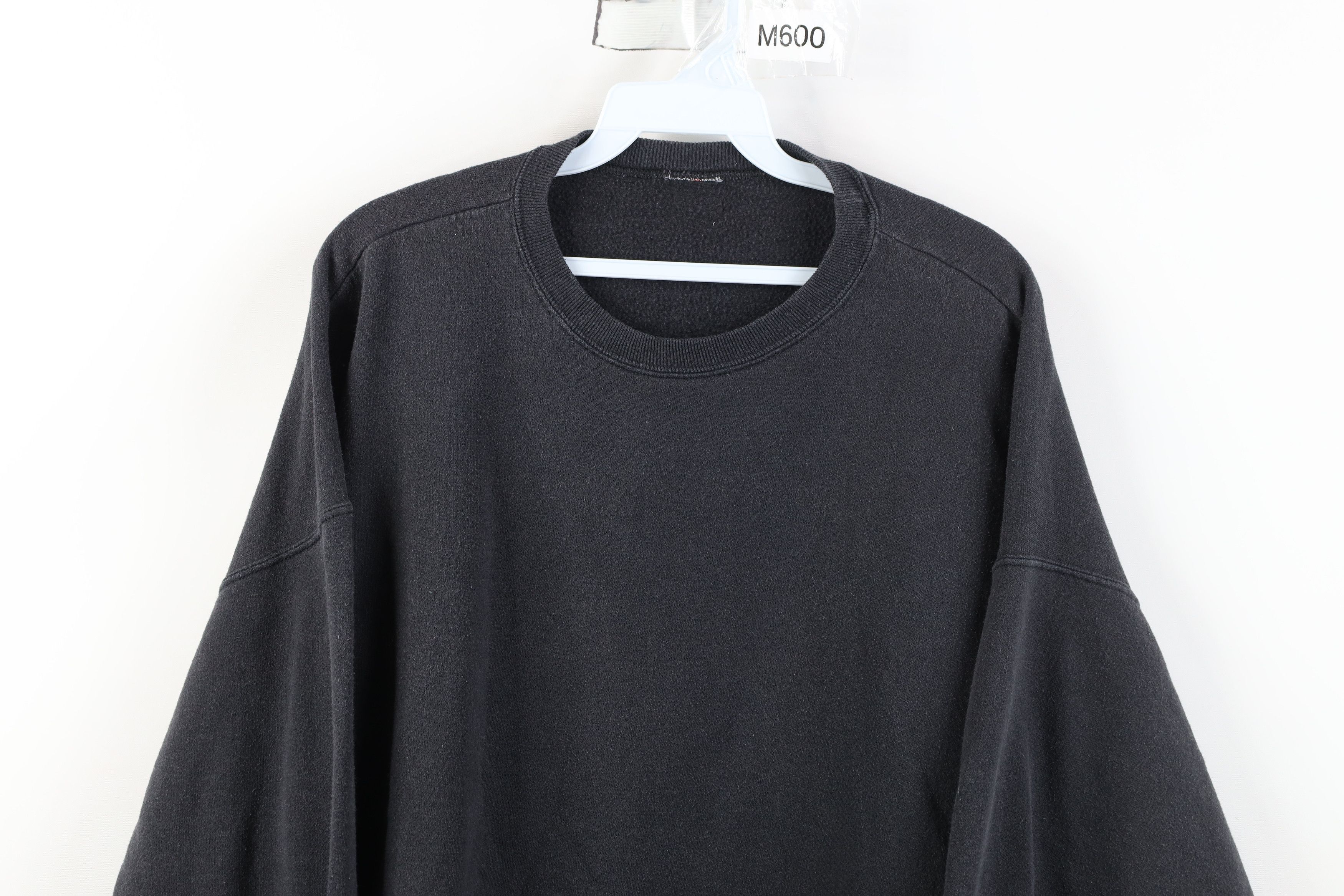 Vintage Vintage 90s Streetwear Faded Blank Crewneck Sweatshirt Black Size US XXL / EU 58 / 5 - 2 Thumbnail