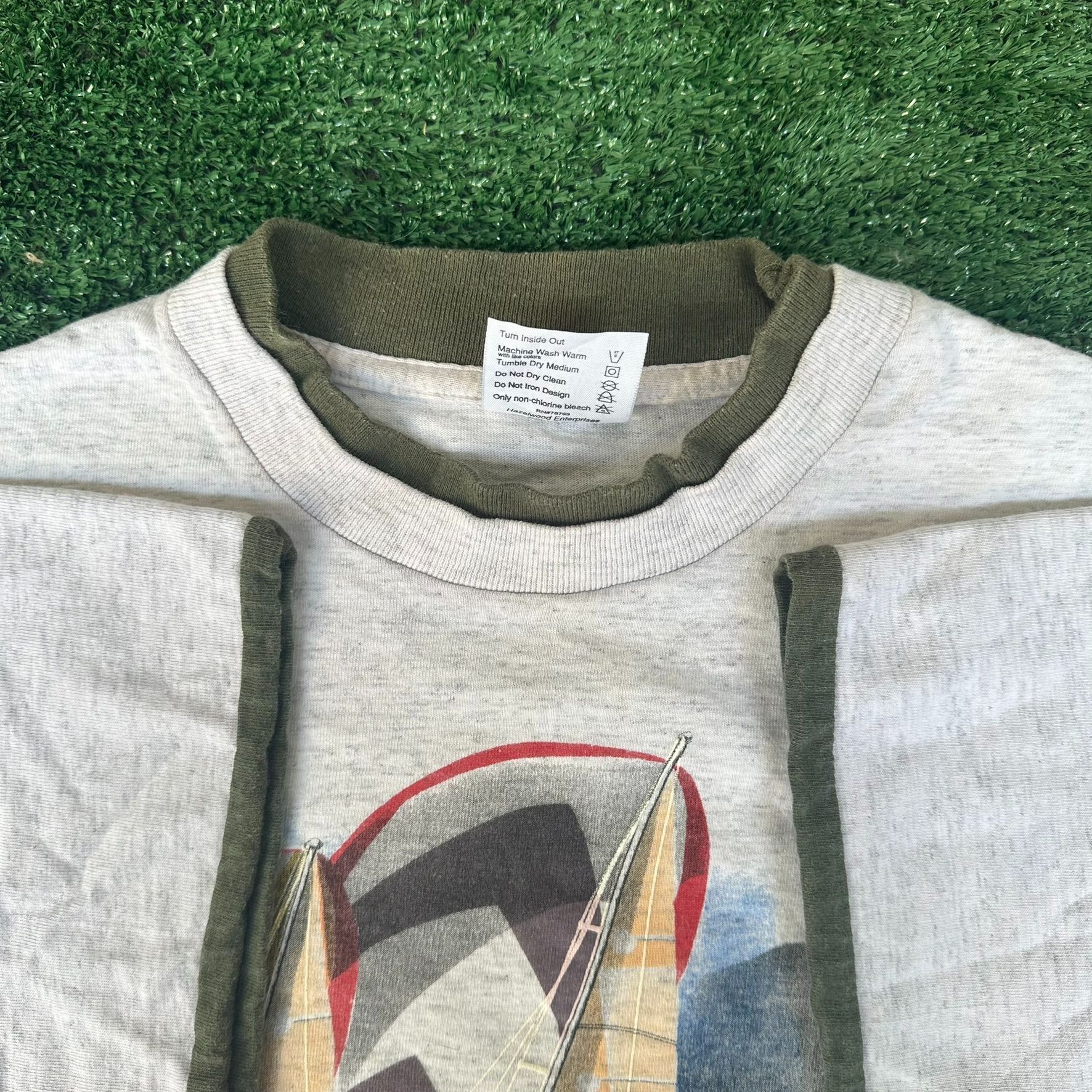 Vintage Vintage 90s Sailboat Seagull T-Shirt Gray L Single Stitch Na Size US L / EU 52-54 / 3 - 6 Thumbnail