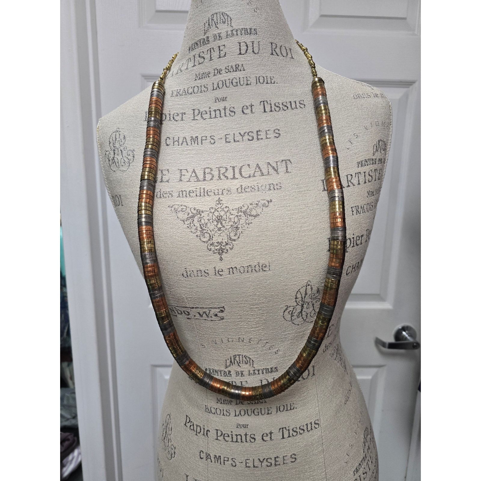 Other Vintage tri-toned bead cap snake link necklace & earring set Size ONE SIZE - 2 Thumbnail