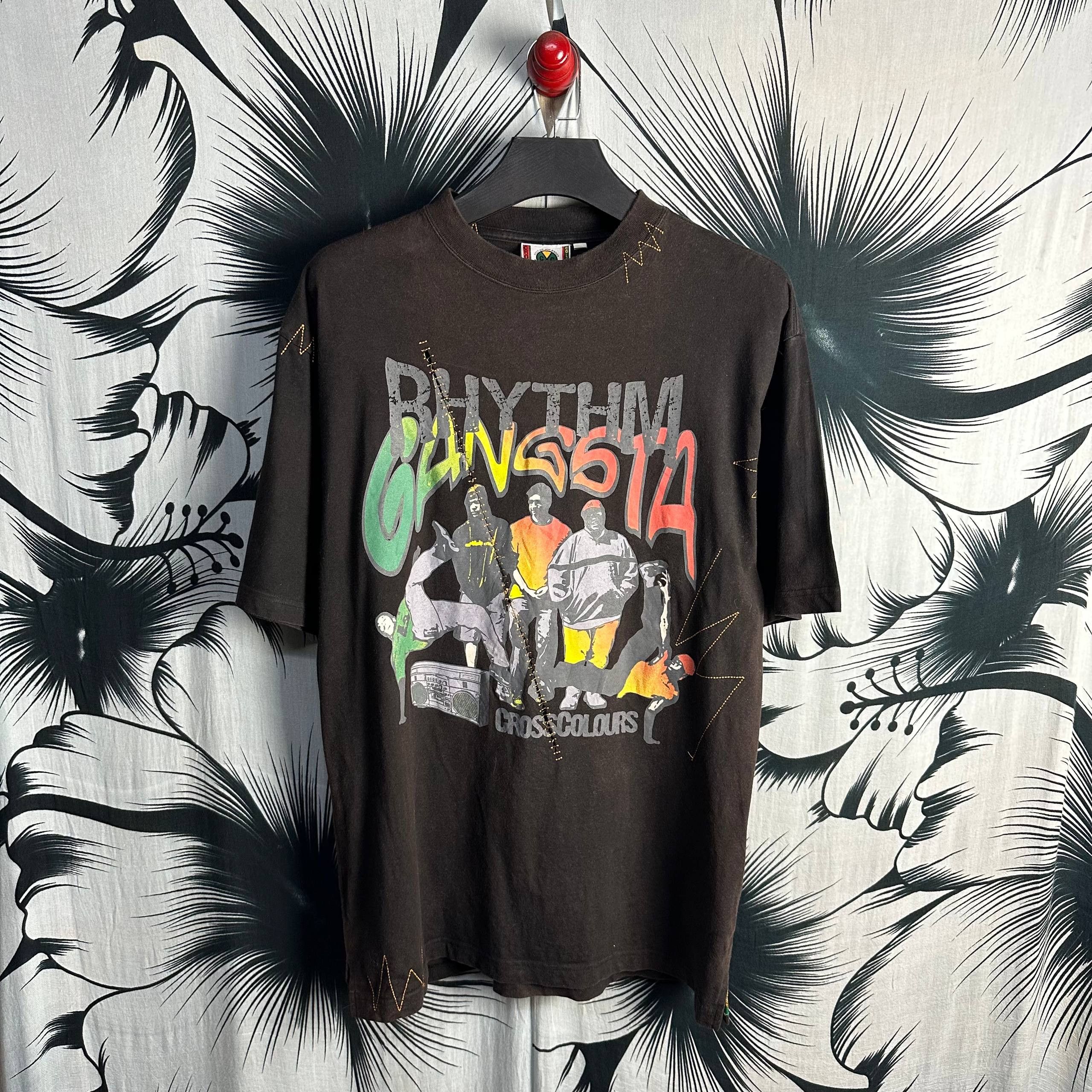 Vintage Y2K Vintage Cross Colours Rhythm Gangsta Hip Hop T-Shirt Size US XL / EU 56 / 4 - 1 Thumbnail