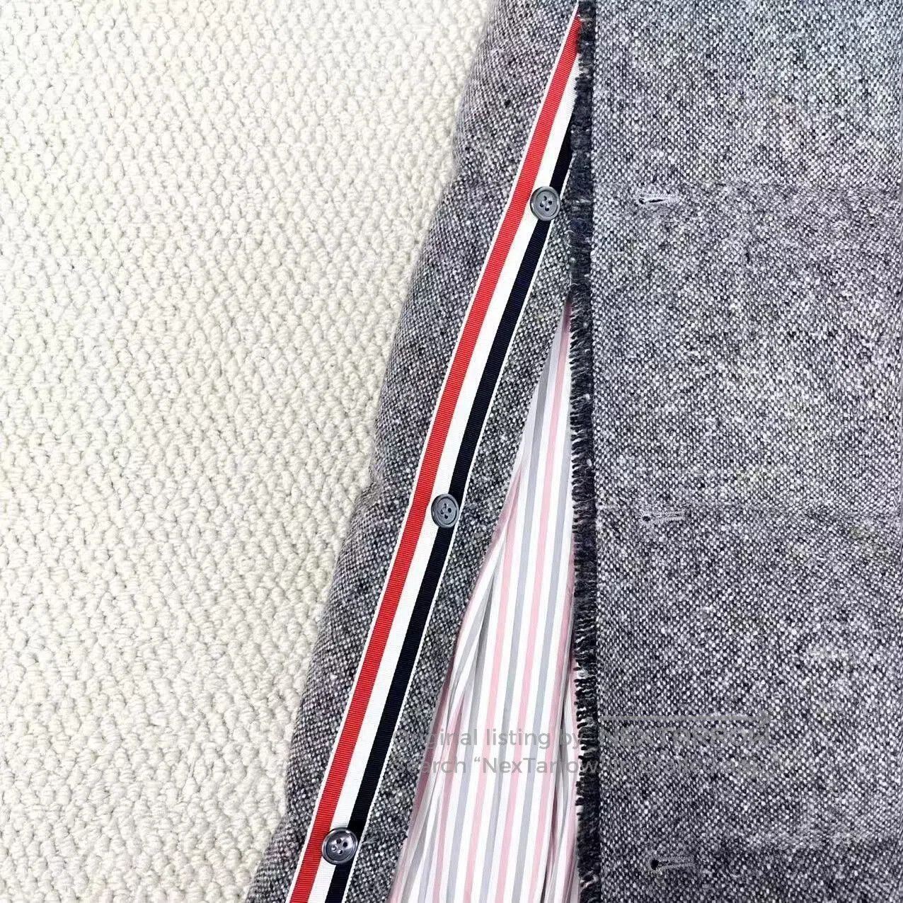 Thom Browne Thom Browne Gray Striped Long Down Coat. Size US XS / EU 42 / 0 - 5 Thumbnail