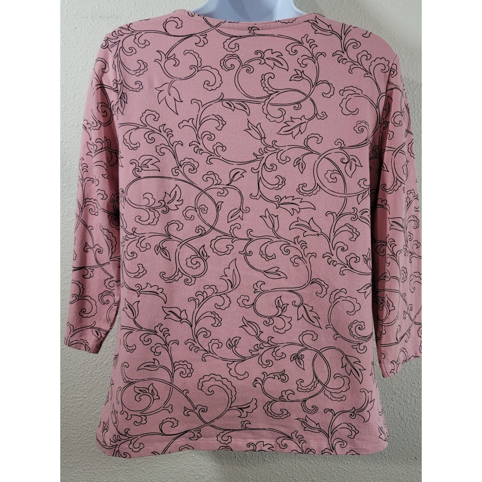 Other Chico's Dusty Rose Pink Black Floral Print Top 1 Medium Size M / US 6-8 / IT 42-44 - 2 Thumbnail