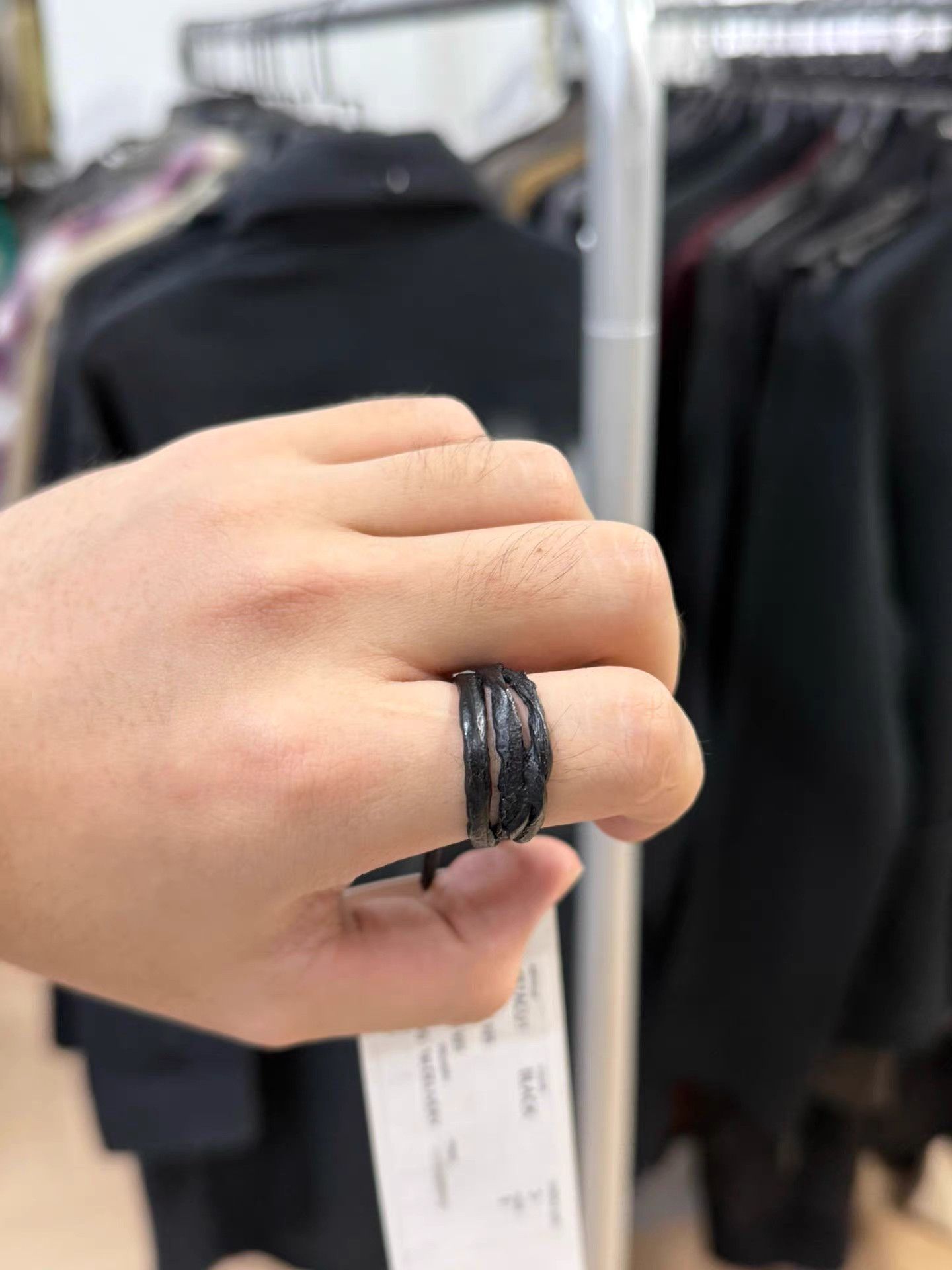 Julius Julius 925 Silver Black Lacquer Ring K20 Size ONE SIZE - 6 Thumbnail