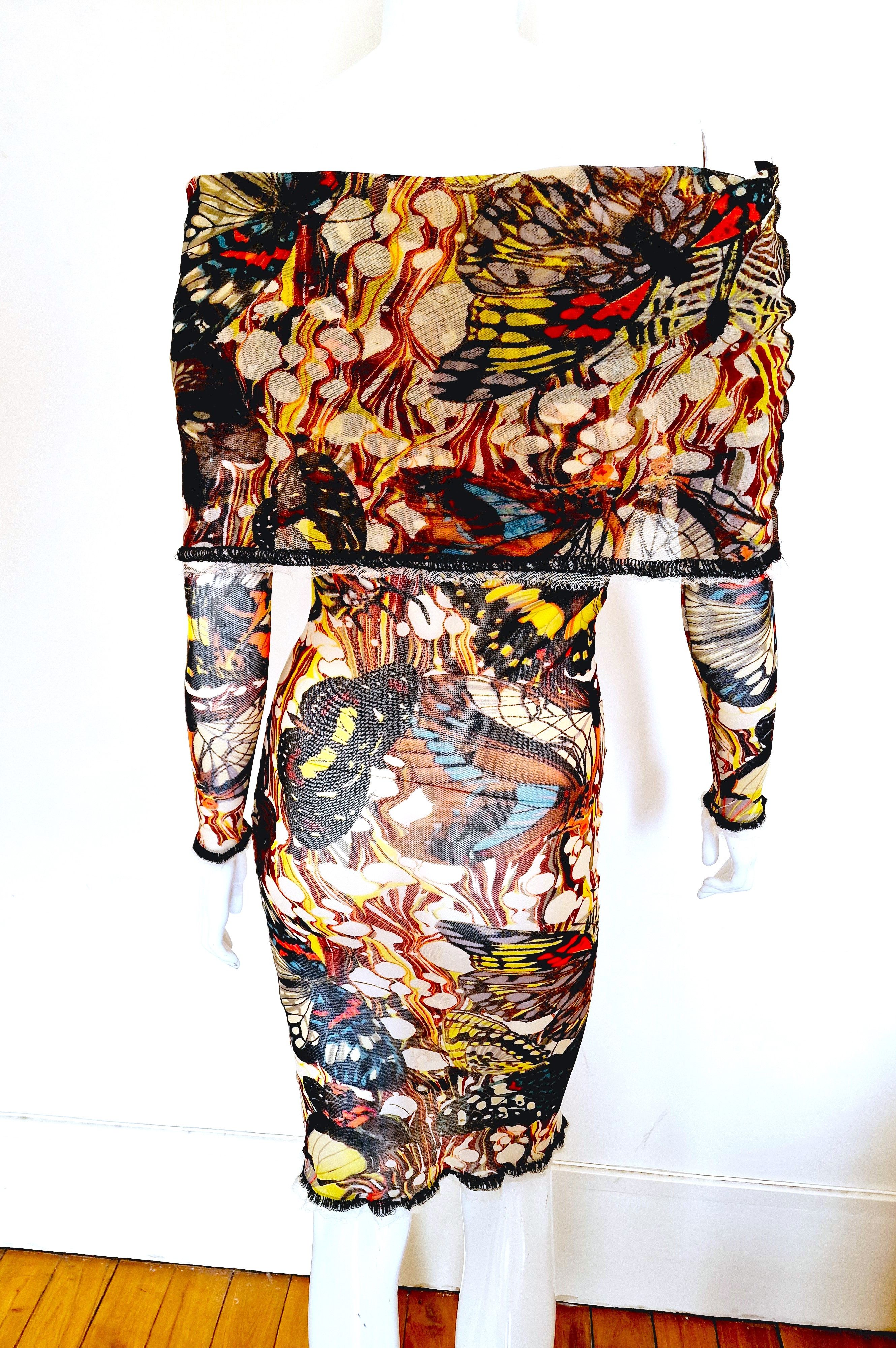 Jean Paul Gaultier Jean Paul Gaultier Butterfly Mesh Jenner 2003 S/SDress Size L / US 10 / IT 46 - 3 Thumbnail