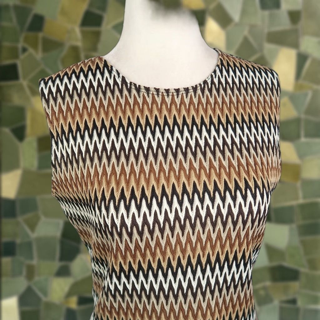 Vintage VINTAGE Apostrophe Brown Zig Zag Chevron Stripe Tank Top M Women Sleeveless 90s Size M / US 6-8 / IT 42-44 - 1 Thumbnail