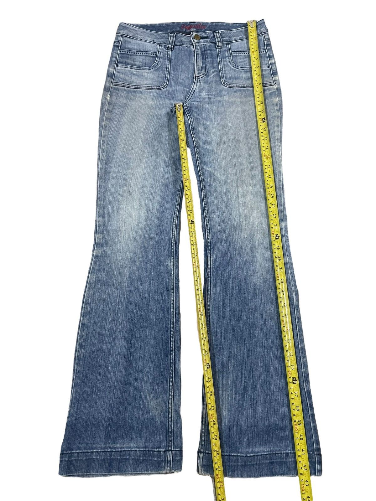 Japanese Brand Vintage Japanese Brand Crazy Front Pocket Washed Flare Jeans Size 31" - 16 Thumbnail