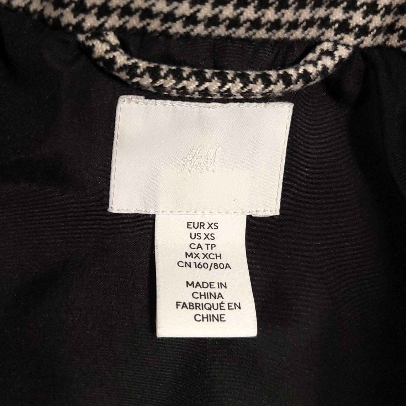 H&M VINTAGE H&M Blazer Womens XS Houndstooth Checkered Suit Jacket Classic Workwear Office Size XS / US 0-2 / IT 36-38 - 6 Thumbnail
