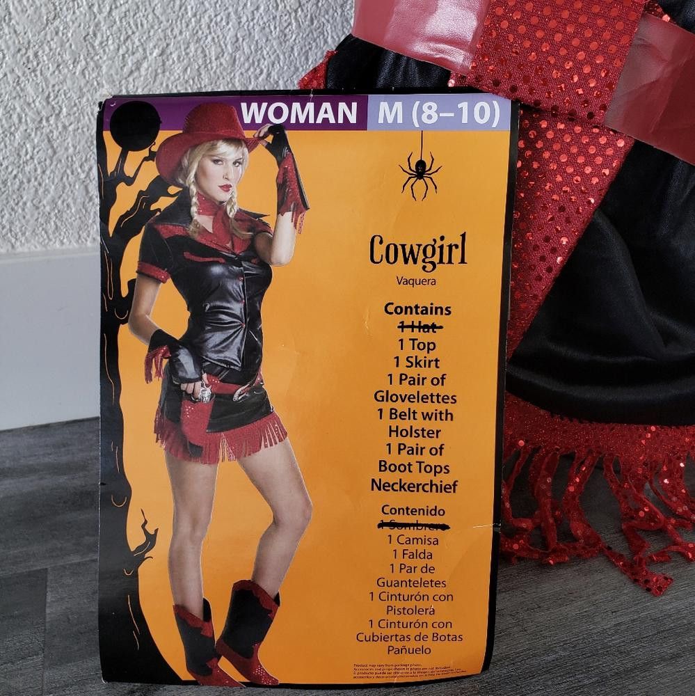 Designer Black Red Cowgirl Adult Costume Size ONE SIZE - 4 Thumbnail