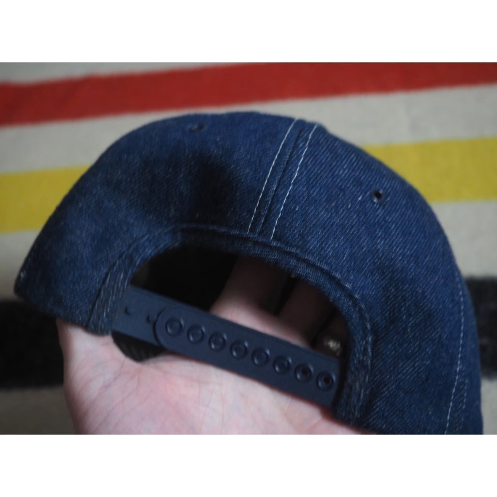 Denime VINTAGE Fruehauf Blue Denim Patch USA Trucker Snapback Hat Cap OSFM Adjustable Men Trucker Hat Denim Blue USA Patch 70s 80s Size ONE SIZE - 5 Thumbnail