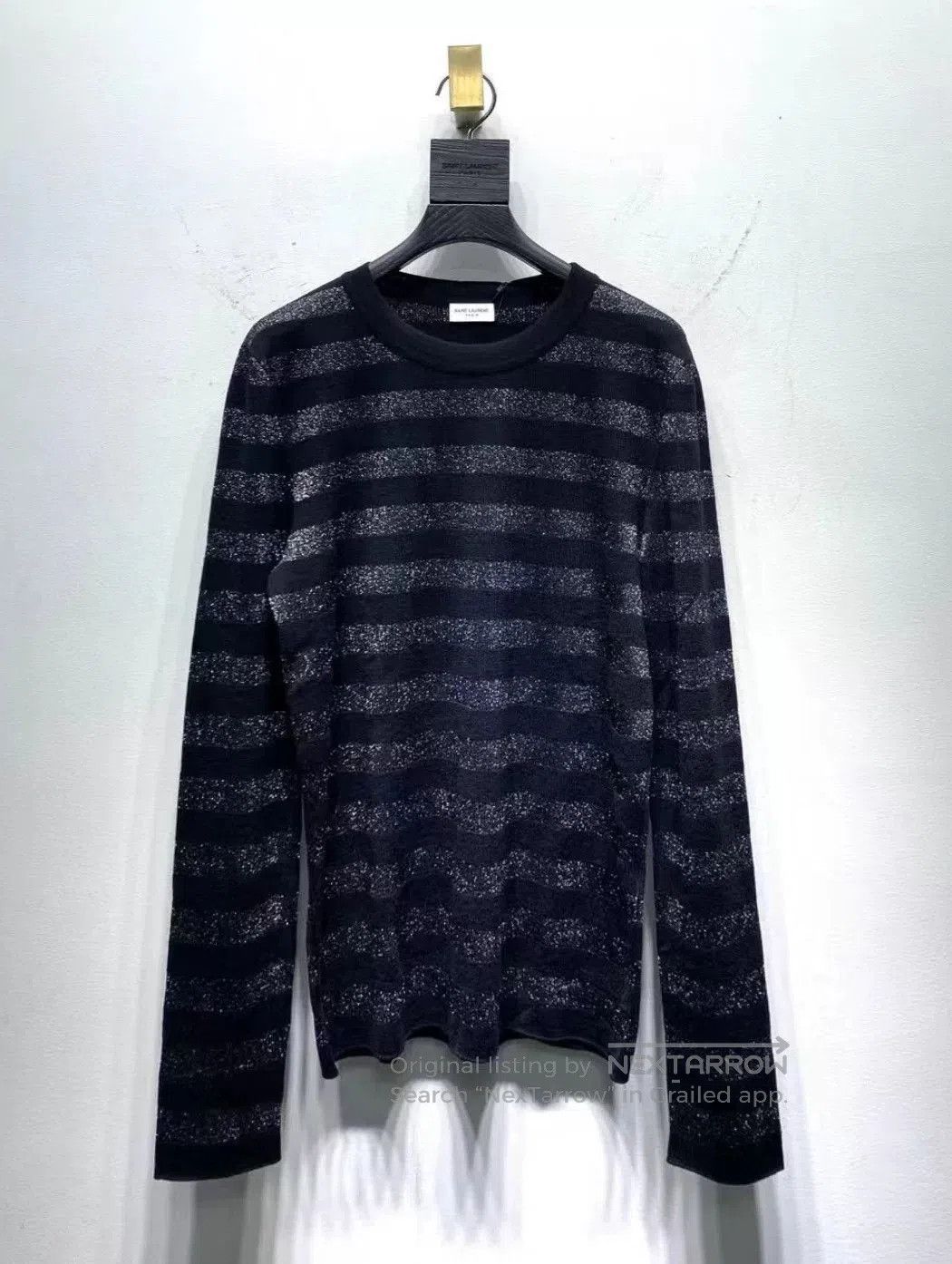 Saint Laurent Paris Saint Laurent Silver Black Striped Sweater. Size US S / EU 44-46 / 1 - 1 Thumbnail