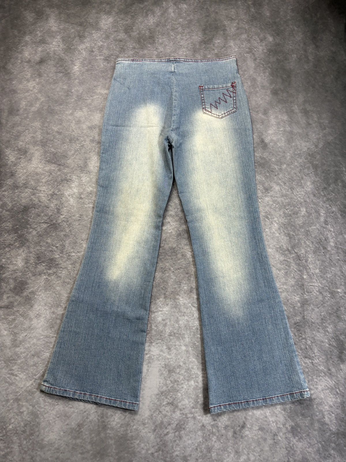 Jean × Other × Vintage NOS 2000s Jeans Belted Contrast Stitch France Y2K Low Waist Size 26" / US 2 / IT 38 - 7 Thumbnail