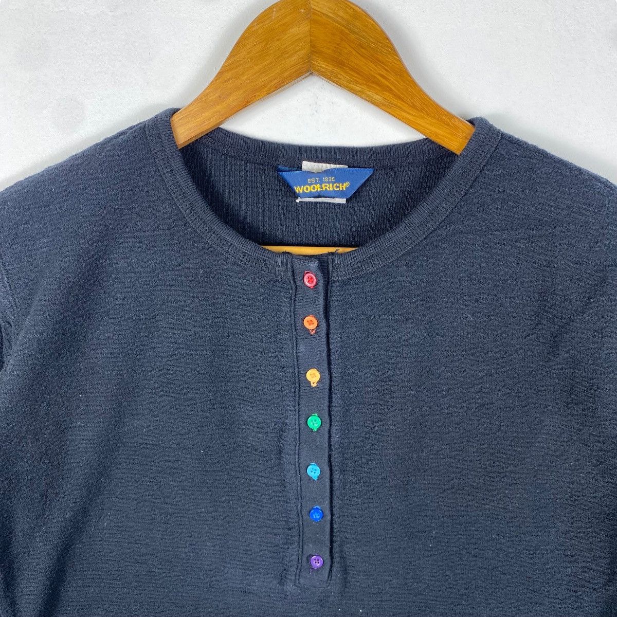Woolrich Woolen Mills Vintage WOOLRICH Henley Scoop Colourful Button Longsleeve Size L / US 10 / IT 46 - 2 Thumbnail