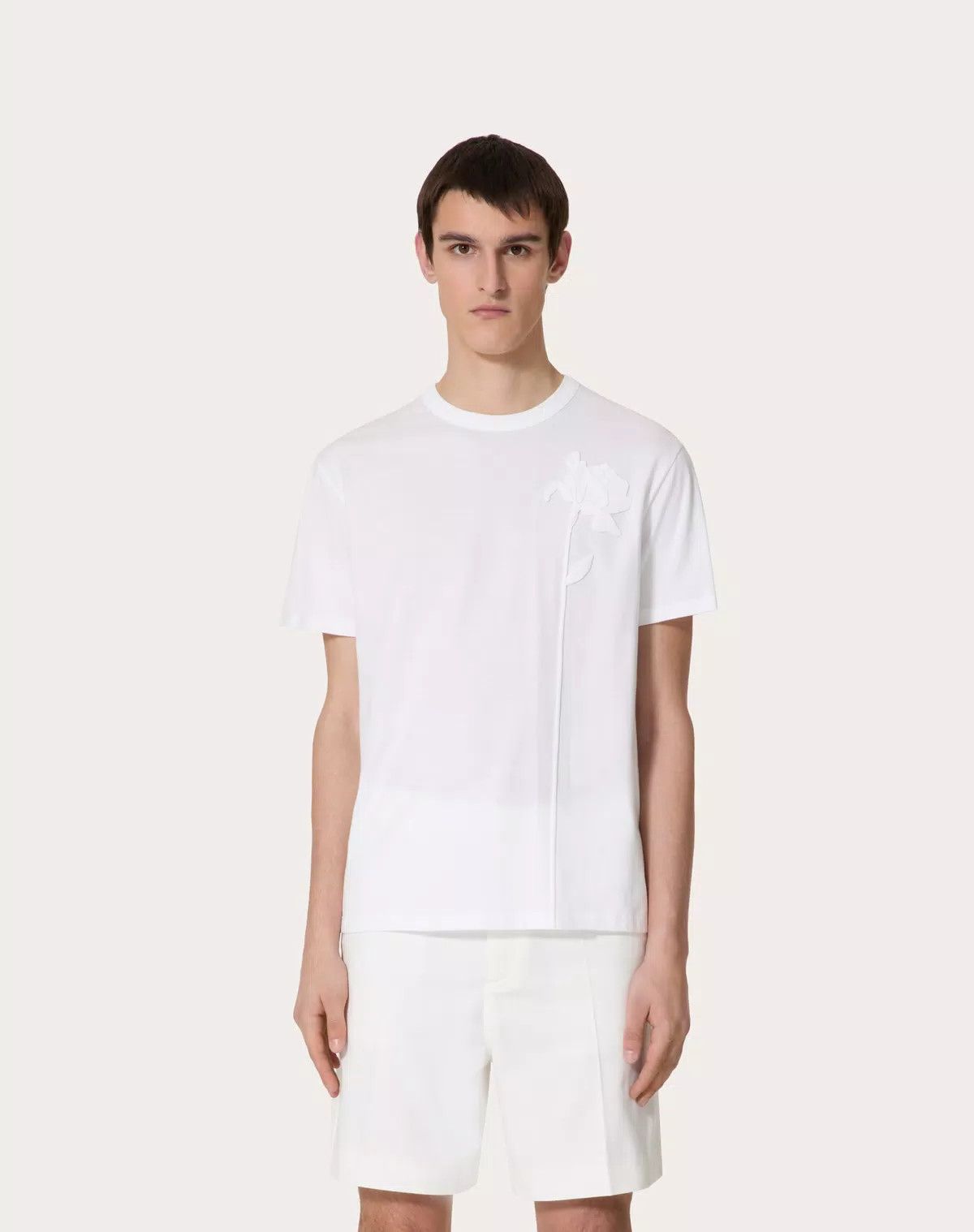 Valentino oc11z0725 Mercerised Cotton T-Shirt in White Size US L / EU 52-54 / 3 - 4 Thumbnail