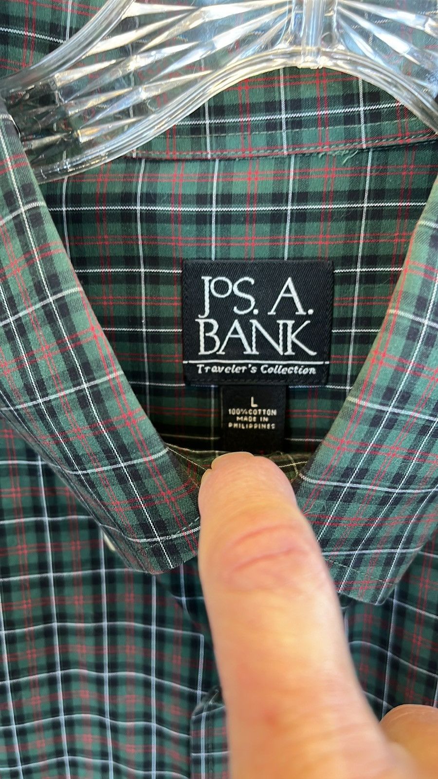 Jos. A. Bank Jos A Bank Dark Green Plaid Long Sleeve Button Down Size US L / EU 52-54 / 3 - 6 Thumbnail