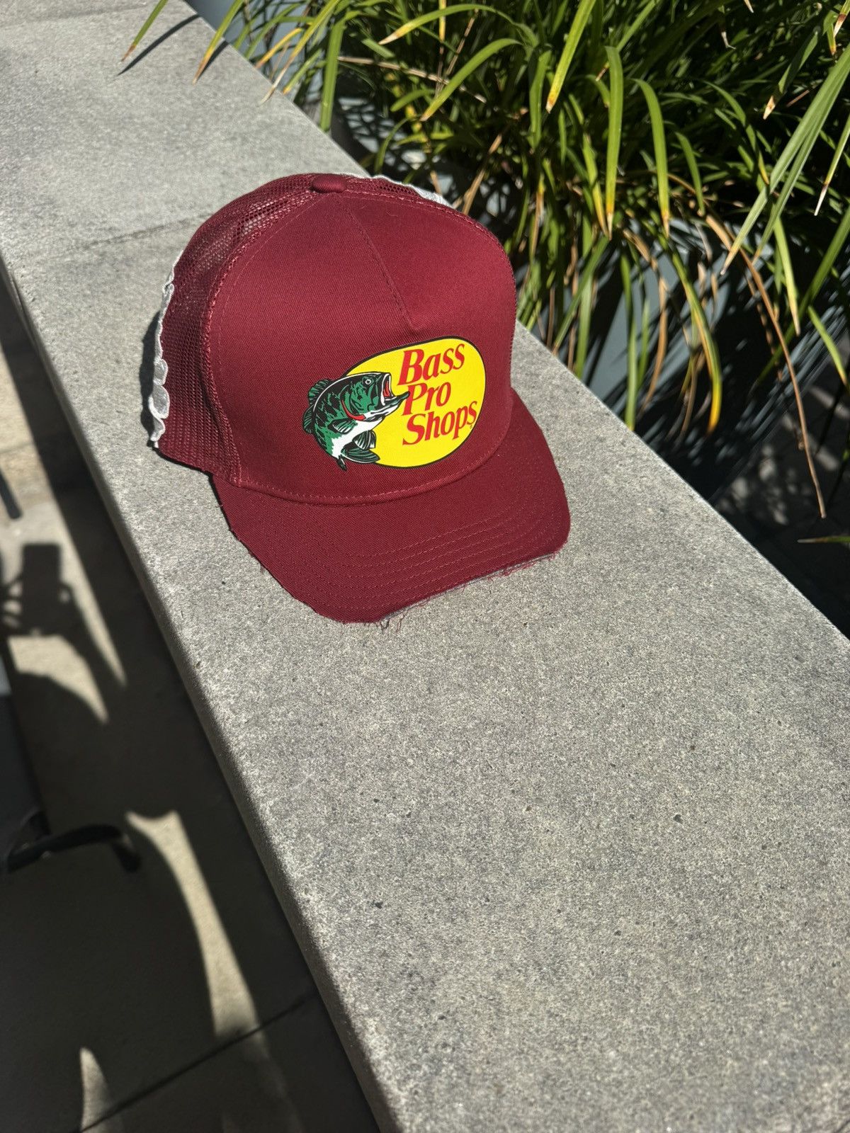 Bass Pro Shops Red bass pro hat with white flowers Size ONE SIZE - 8 Thumbnail