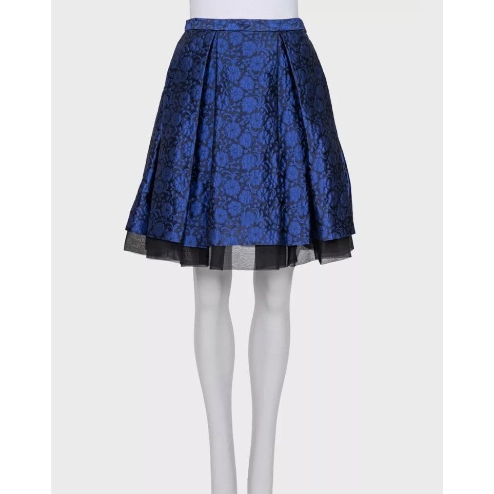 Dior Christian Dior Blue Floral Silk Skirt - Sz M (EU 42) Size 30" / US 8 / IT 44 - 1 Thumbnail