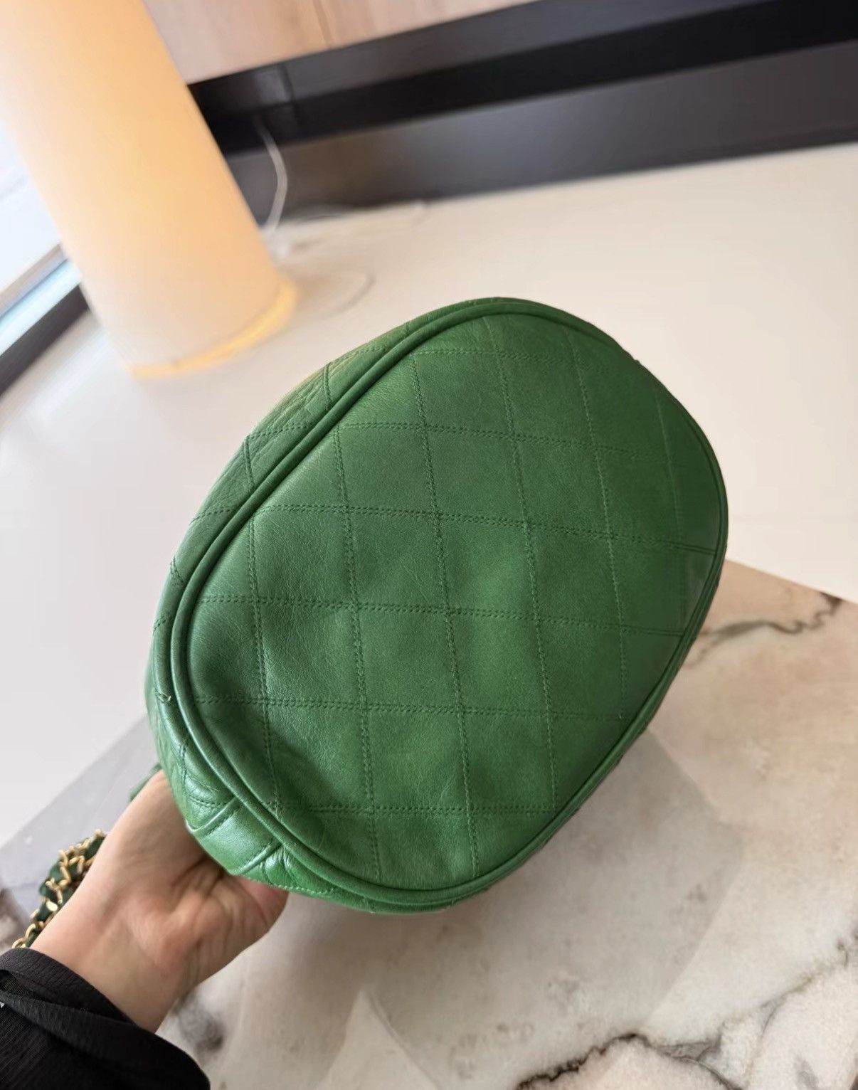 Chanel Chanel Vintage Green Leather Woven Chain Bucket Bag J36 Size ONE SIZE - 3 Thumbnail