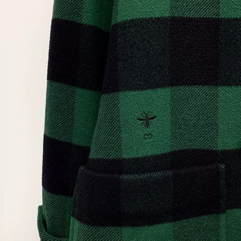 Dior Dior Green plaid wool hooded ox horn buckle belt coat 2504 Size XS / US 0-2 / IT 36-38 - 4 Thumbnail