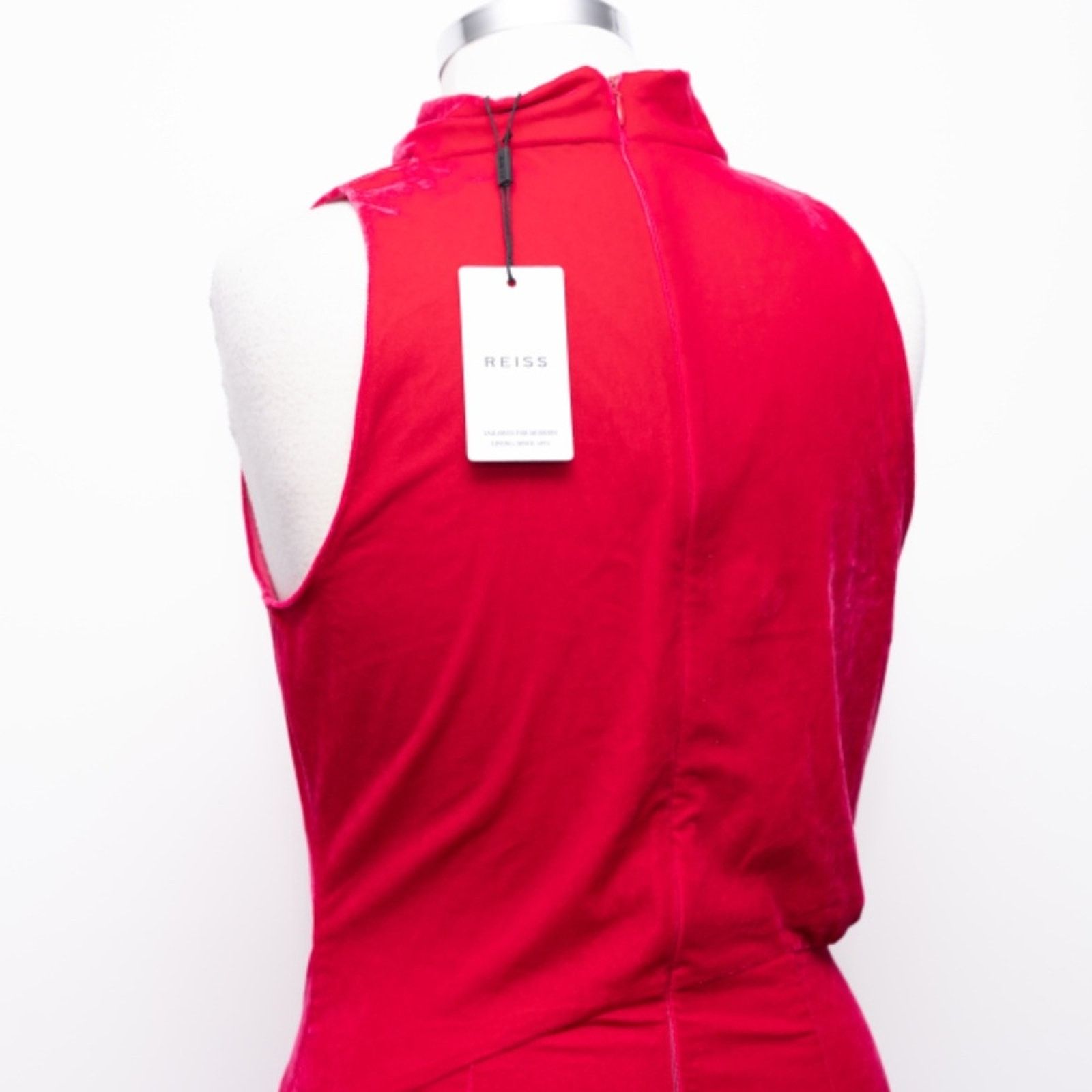 Reiss Reiss: Giannon Velvet Funnel Neck Asymmetric Midi Dress. Size M / US 6-8 / IT 42-44 - 11 Thumbnail