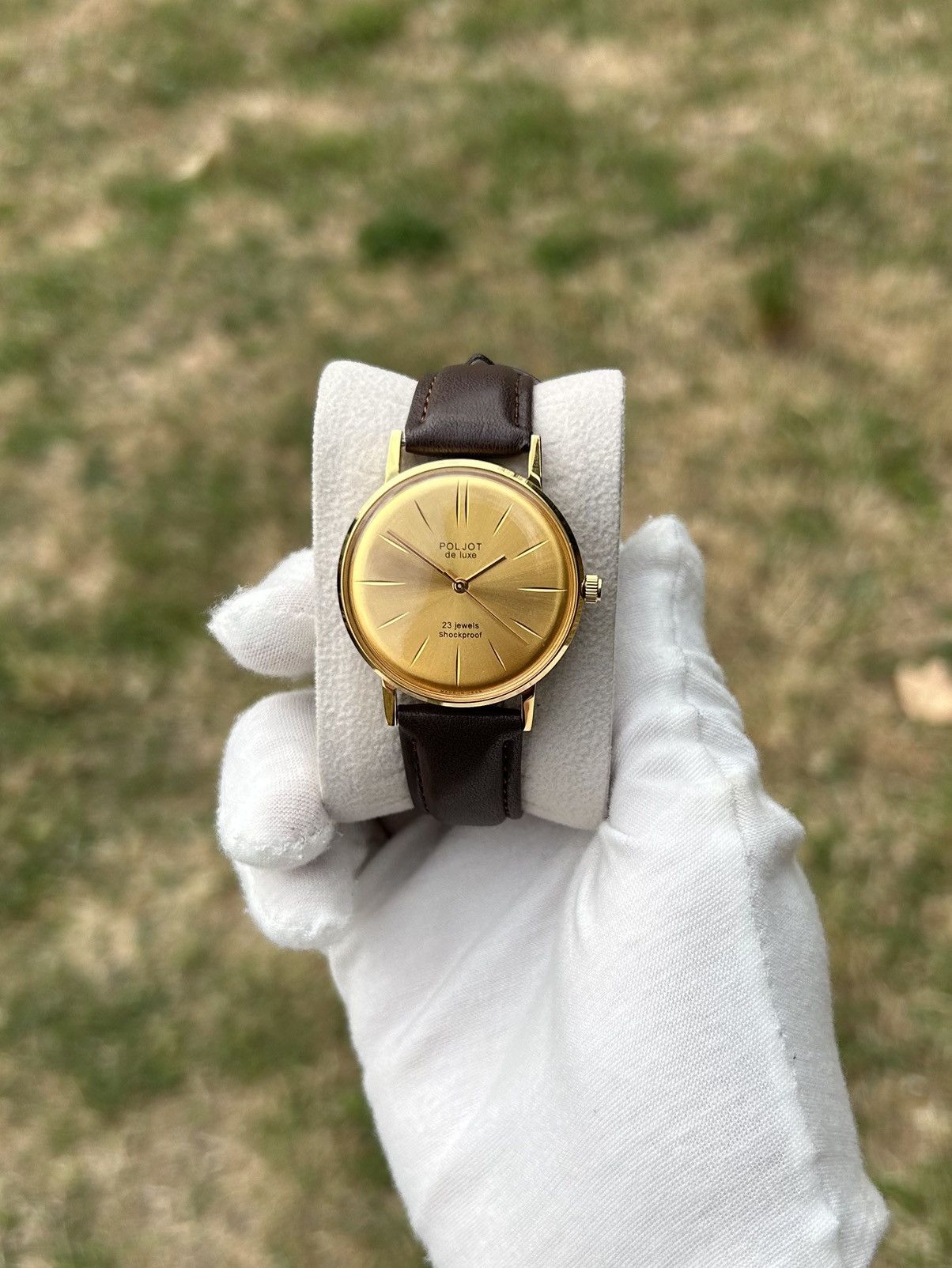 Vintage Vintage Watch Poljot De Luxe Gold USSR Mechanical 1980s Size ONE SIZE - 1 Thumbnail